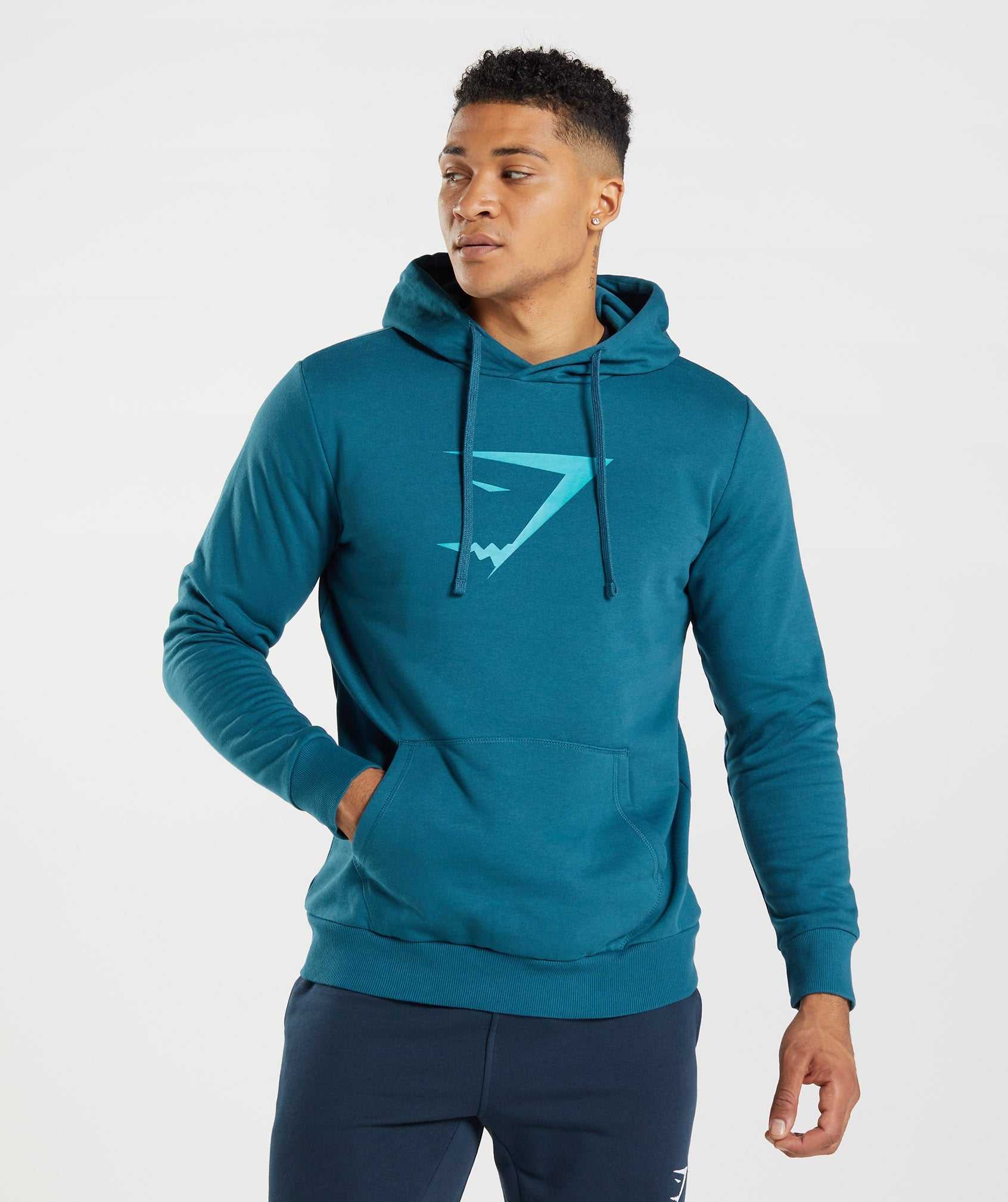 Blue Gymshark Sharkhead Infill Men's Hoodie | BTEKAD178