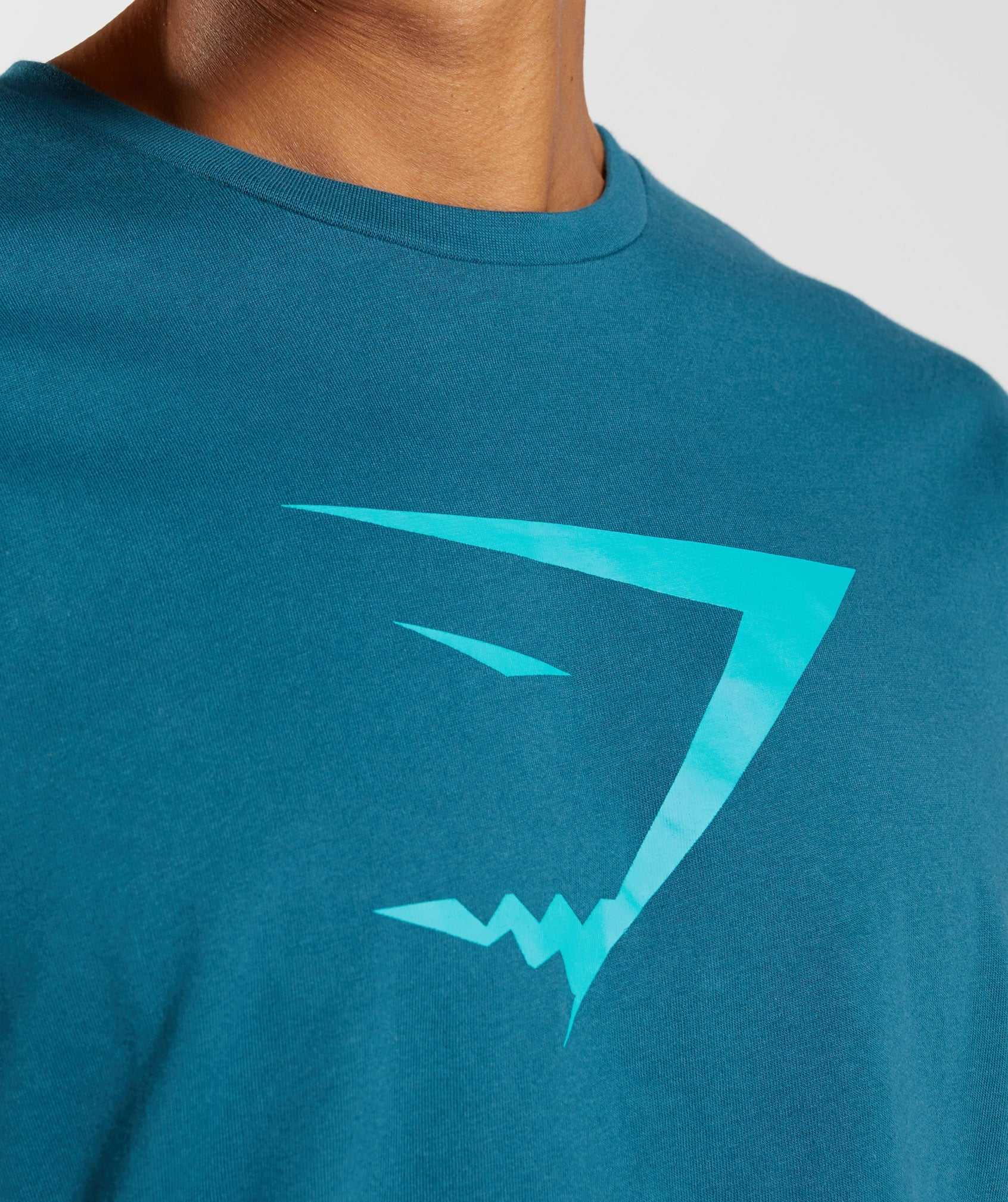 Blue Gymshark Sharkhead Infill Men's T Shirts | QKPEGV371