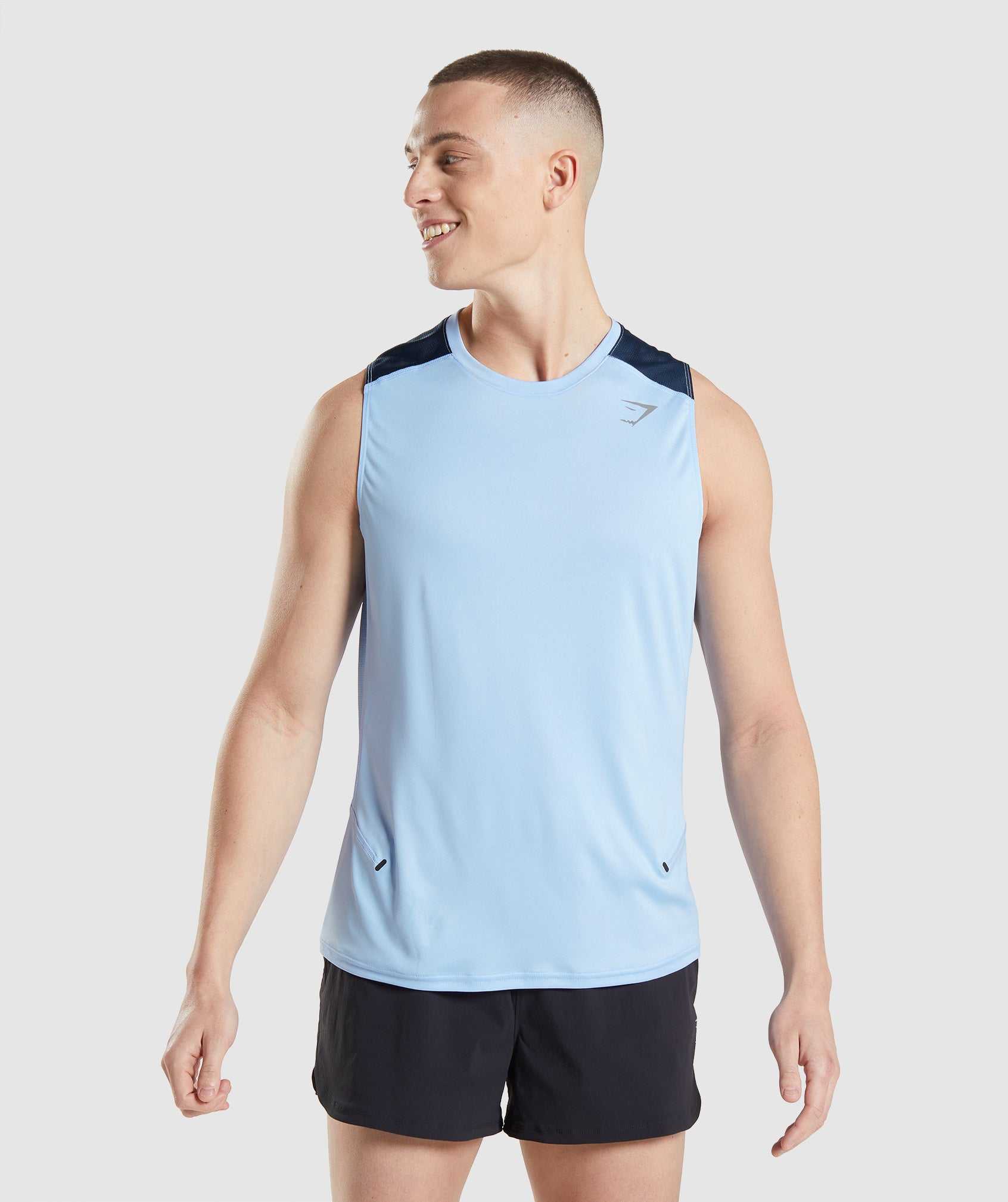 Blue Gymshark Speed Evolve Men\'s Tanks | IXVRBK274