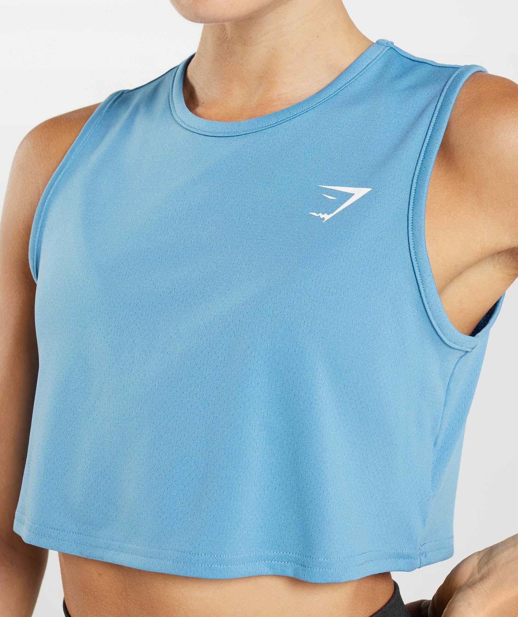 Blue Gymshark Training Crop Women's Tops | CZQNAV879