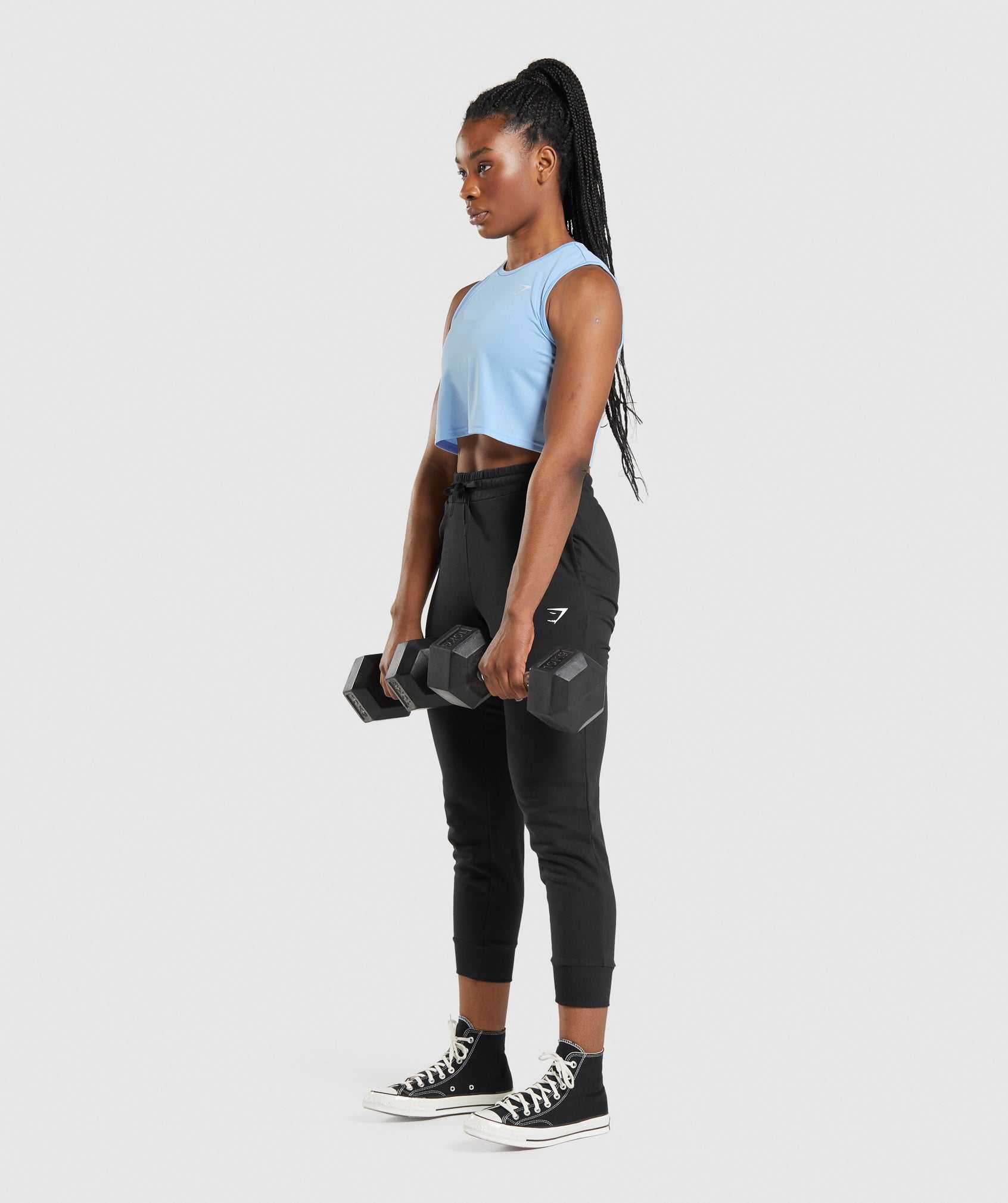 Blue Gymshark Training Crop Women's Tops | DZXPMU027