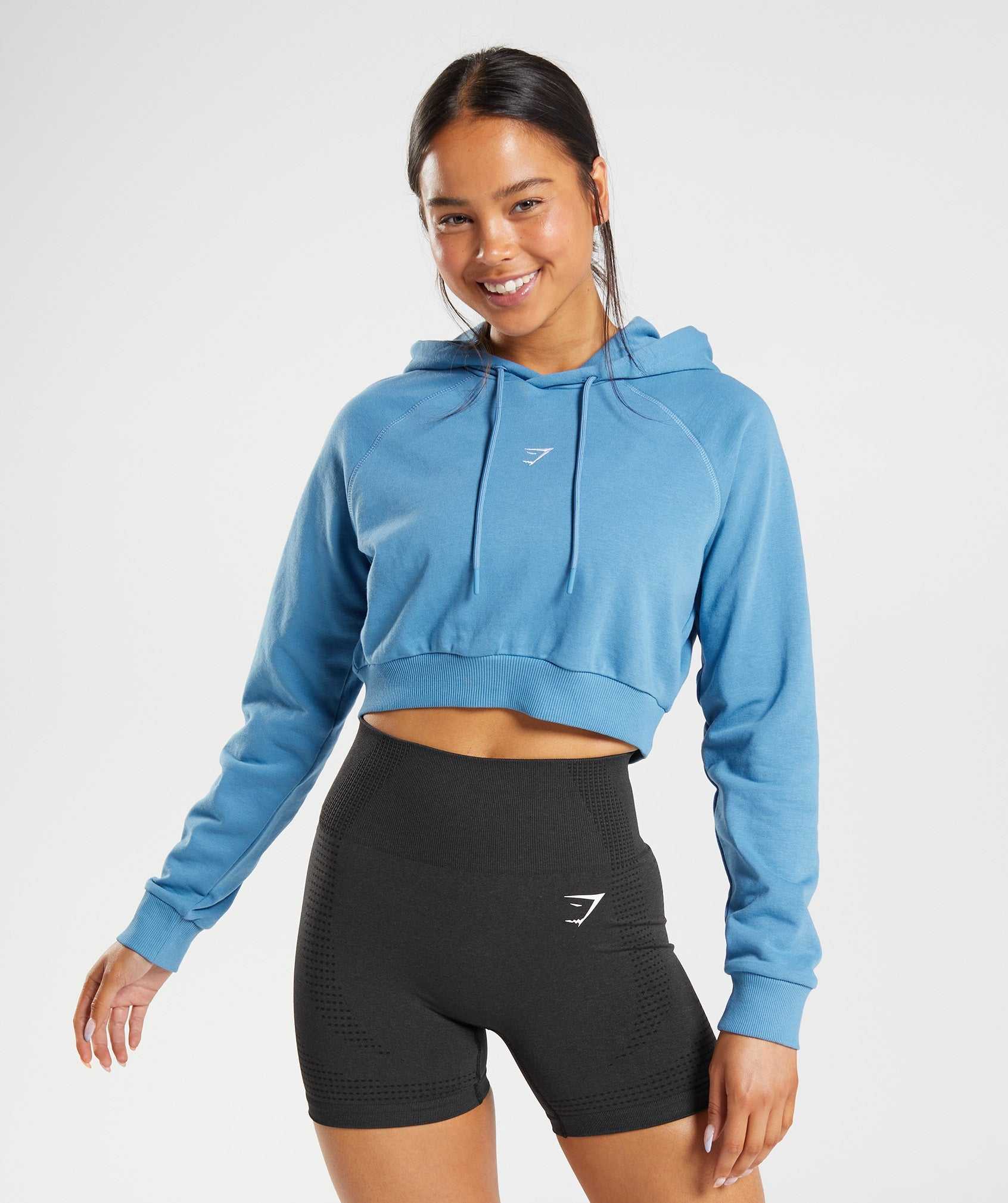 Blue Gymshark Training Cropped Women's Pullover | NKHJOE047