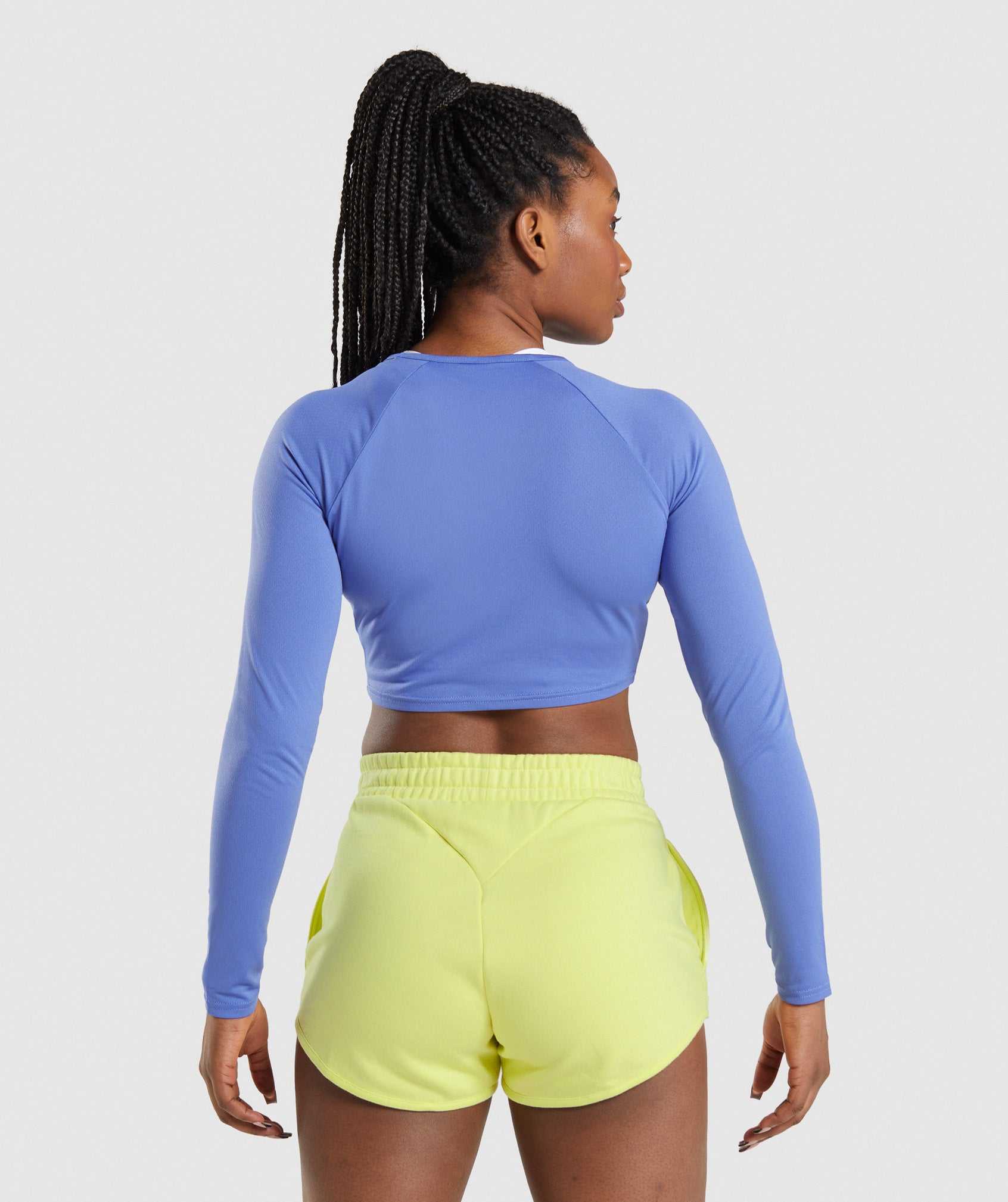 Blue Gymshark Training Long Sleeve Crop Women's Tops | OSCXTY401