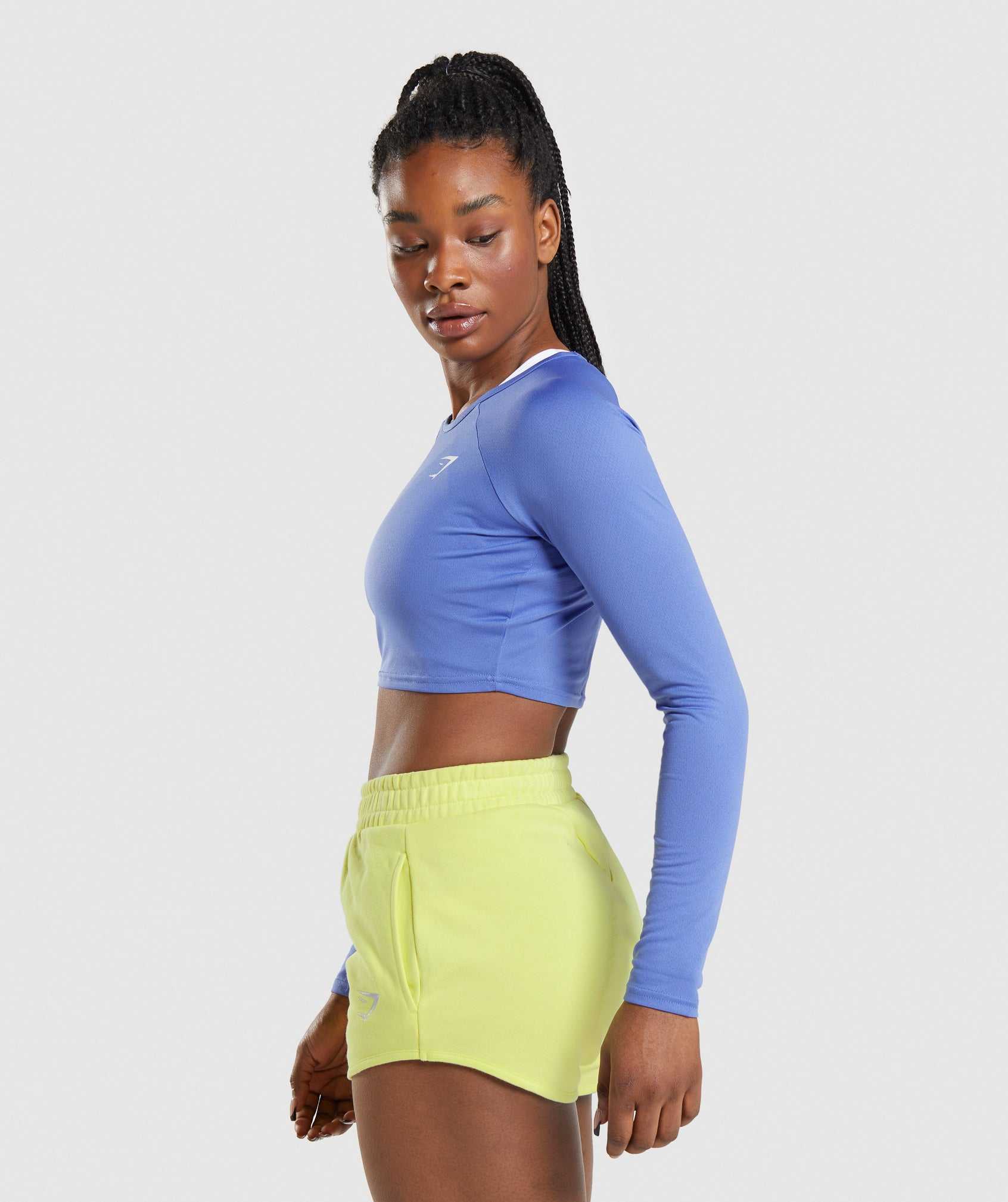 Blue Gymshark Training Long Sleeve Crop Women's Tops | OSCXTY401