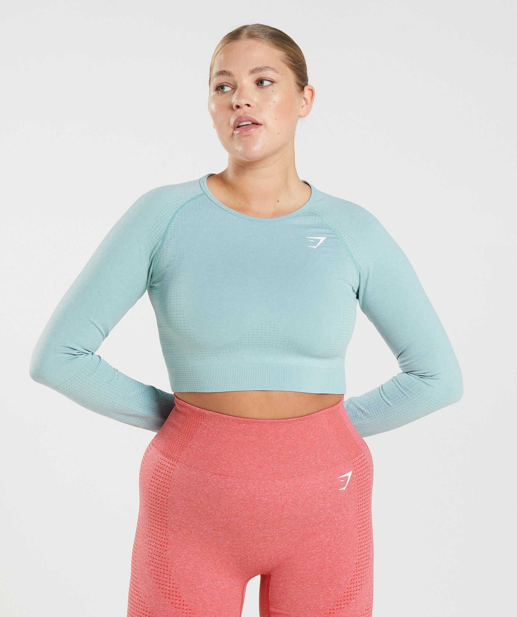 Blue Gymshark Vital Seamless 2.0 Crop Women's Tops | RLKQEB763