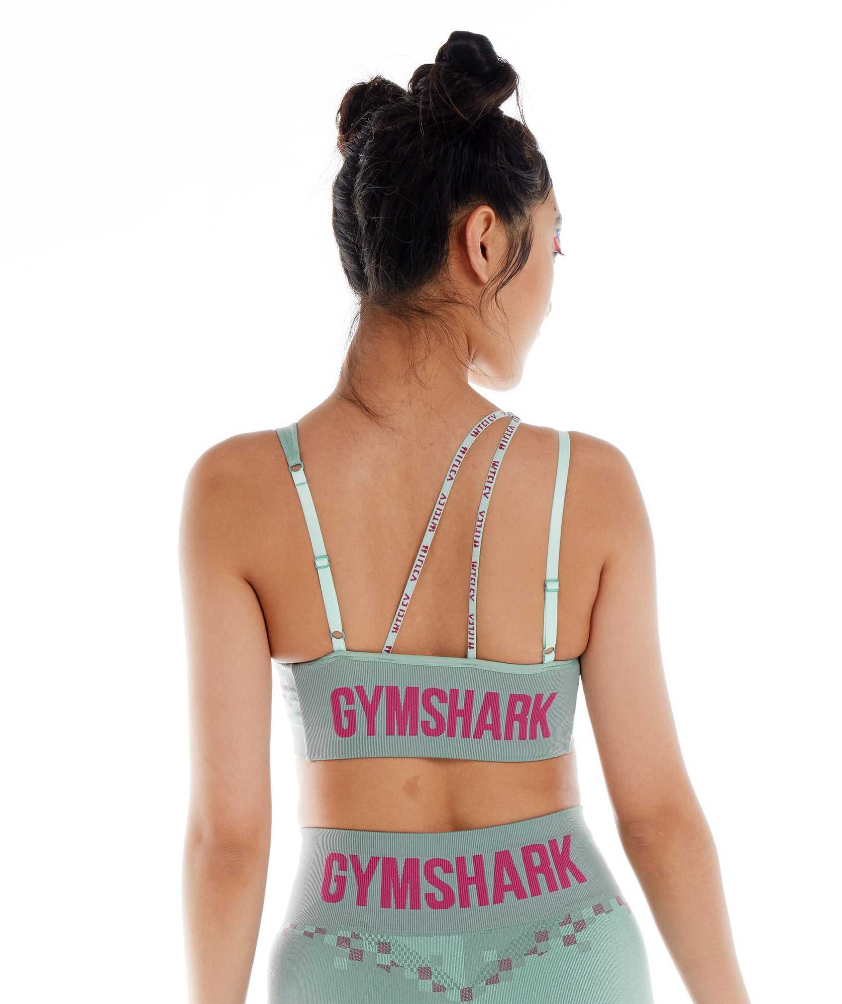 Blue / Pink / Blue Gymshark Wtflex Cyborg Seamless Women's Sports Bra | MVABLT136