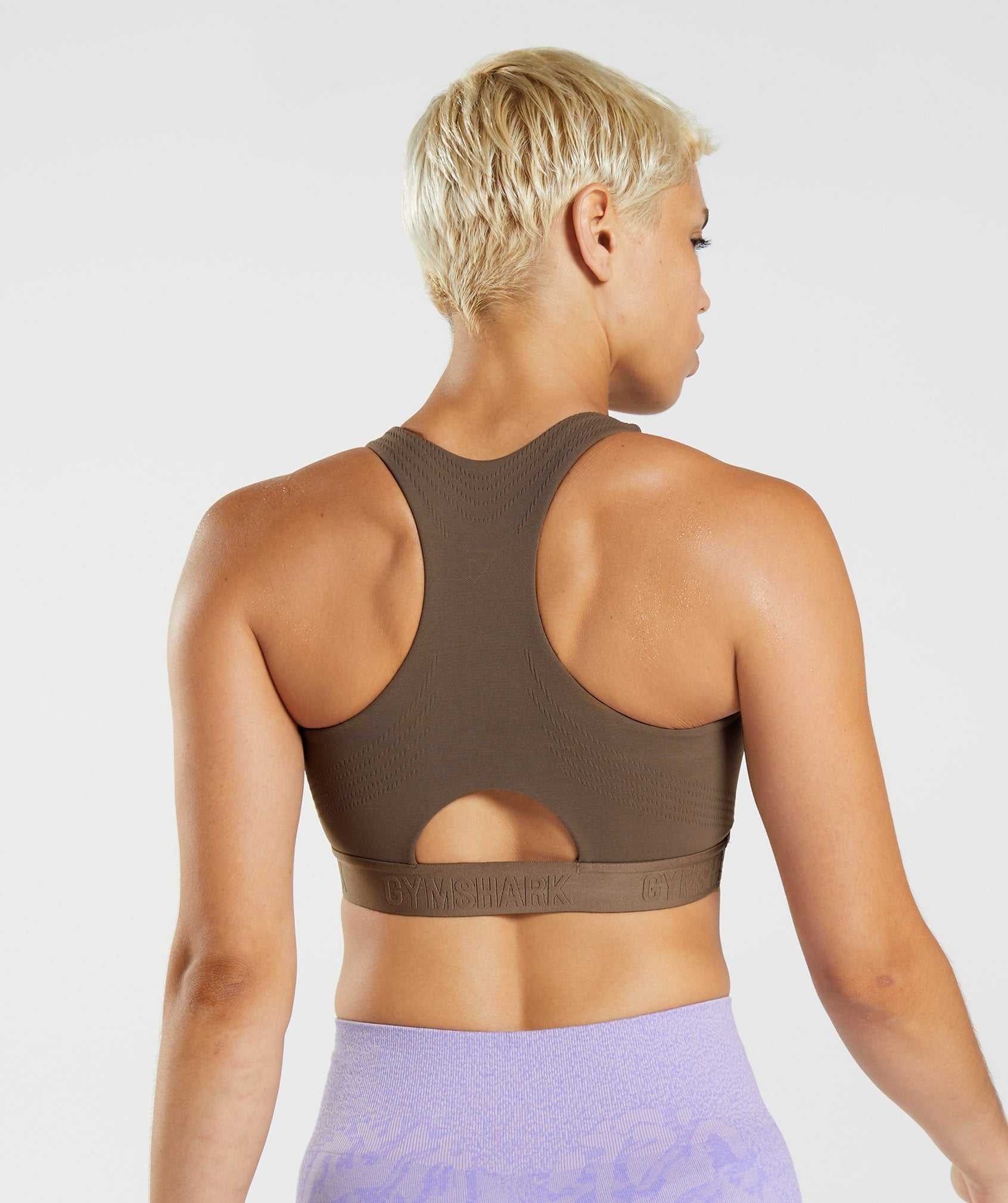 Brown / Brown Gymshark 315 Performance High Neck Women's Sports Bra | DNWZTY719