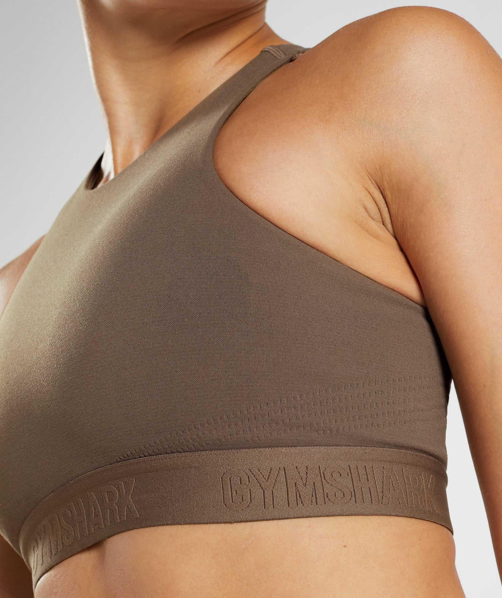 Brown / Brown Gymshark 315 Performance High Neck Women's Sports Bra | DNWZTY719