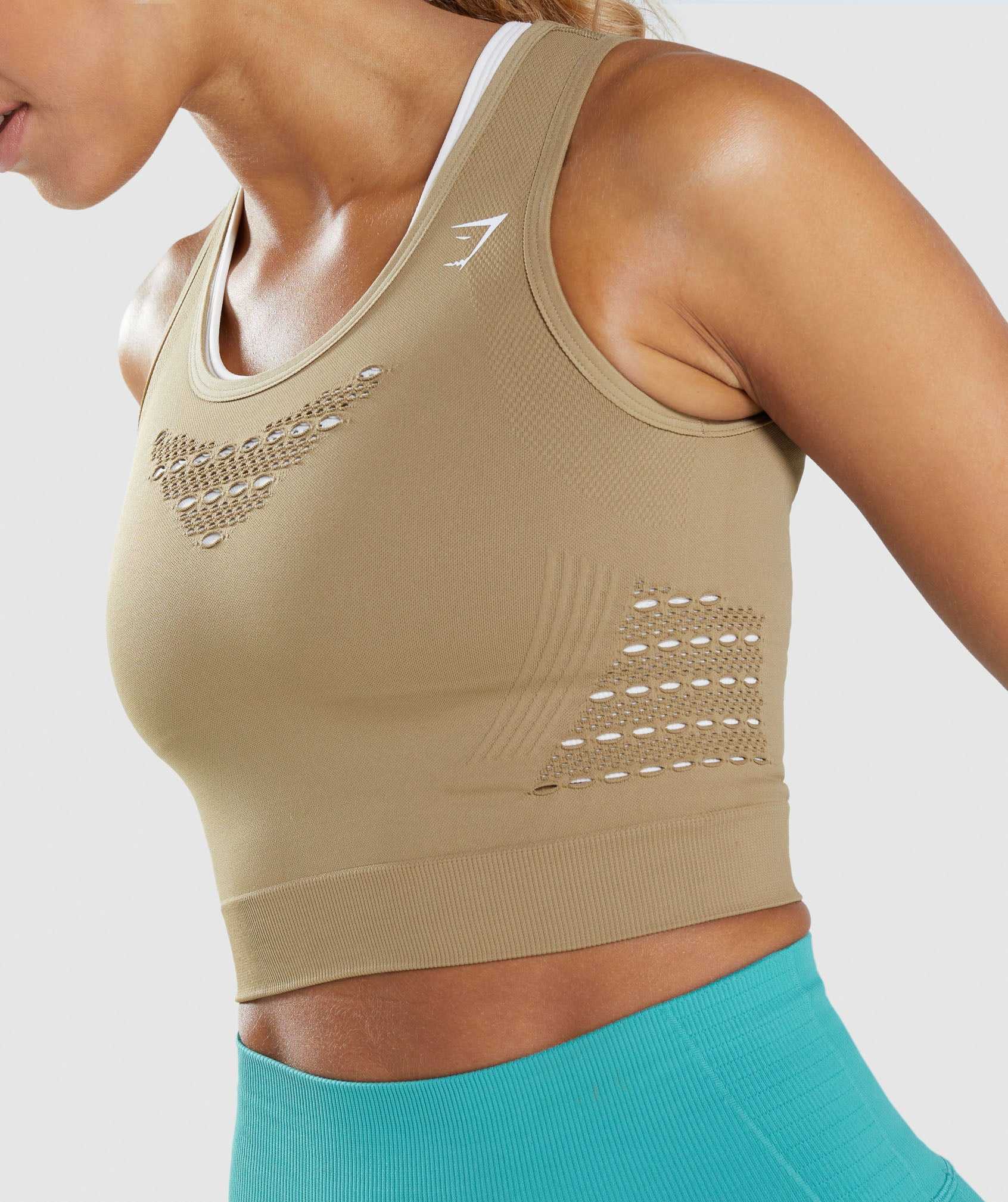 Brown Gymshark Energy Seamless Crop Women's Tops | QKXLSA023