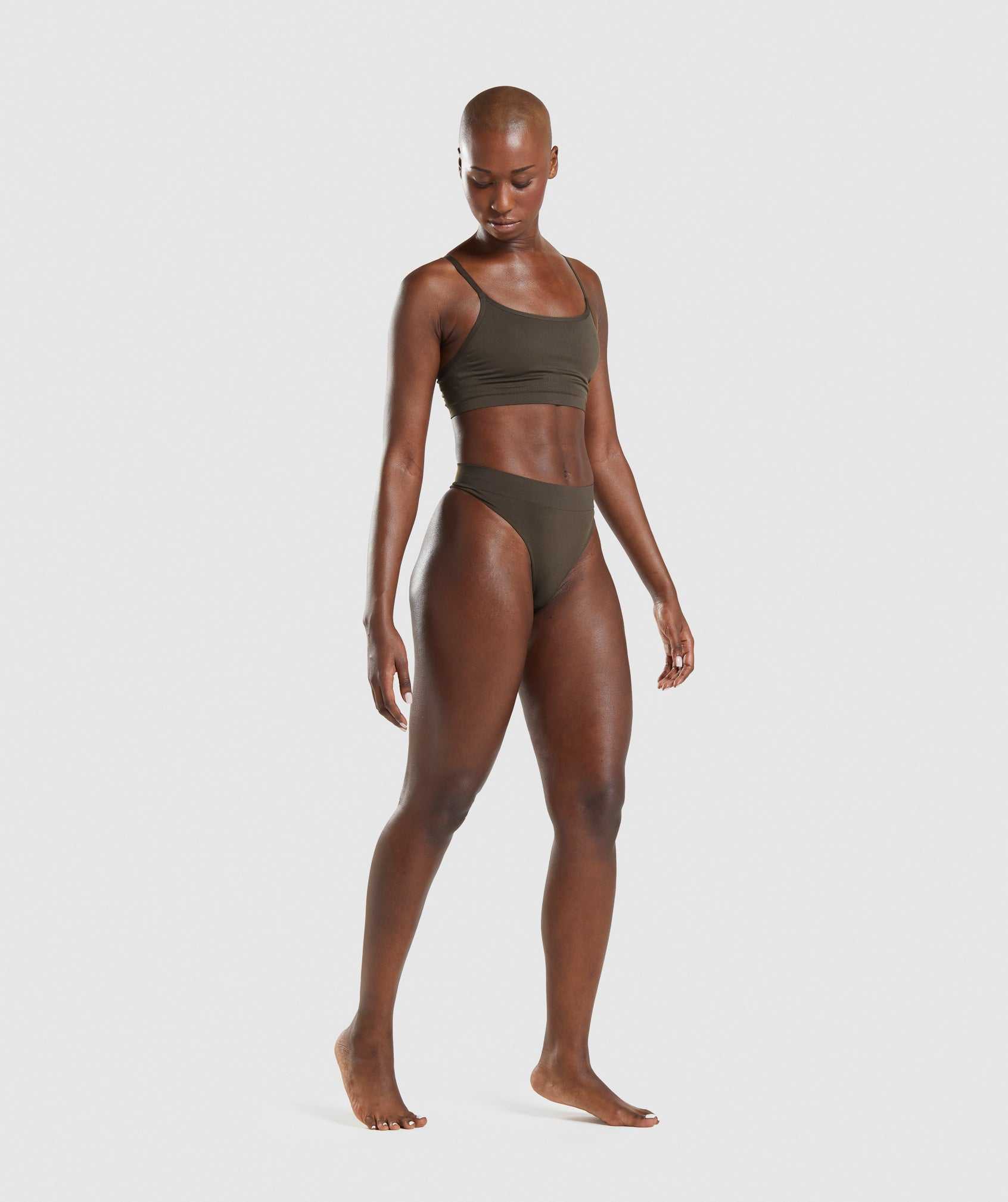 Brown Gymshark Seamless High Rise Thong Women's Underwear | DKBQZA930