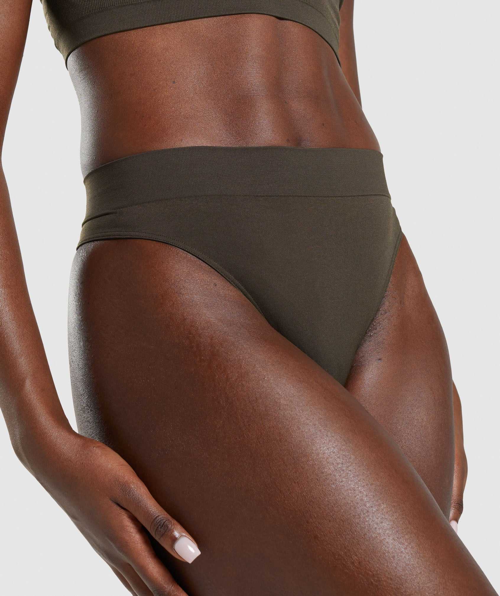 Brown Gymshark Seamless High Rise Thong Women's Underwear | DKBQZA930