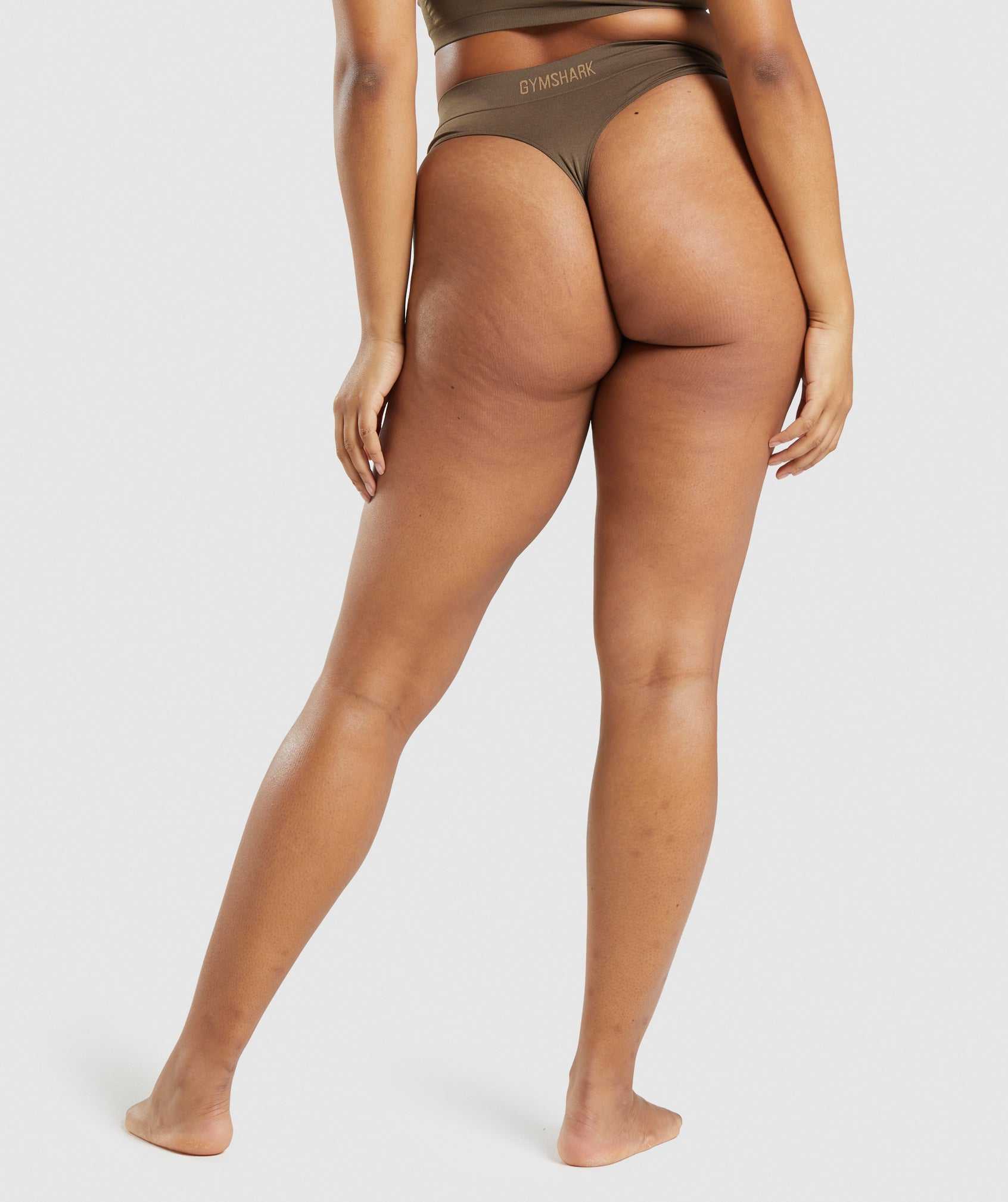 Brown Gymshark Seamless High Rise Thong Women's Underwear | UKZEJN549