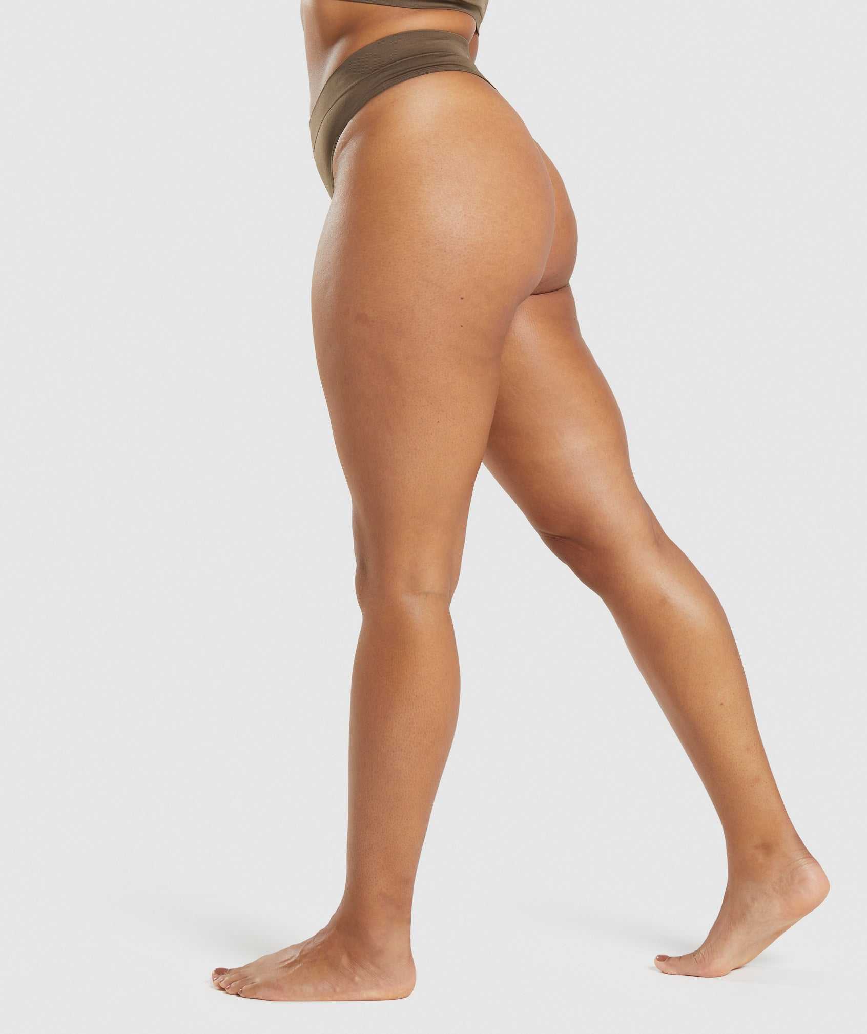 Brown Gymshark Seamless High Rise Thong Women's Underwear | UKZEJN549