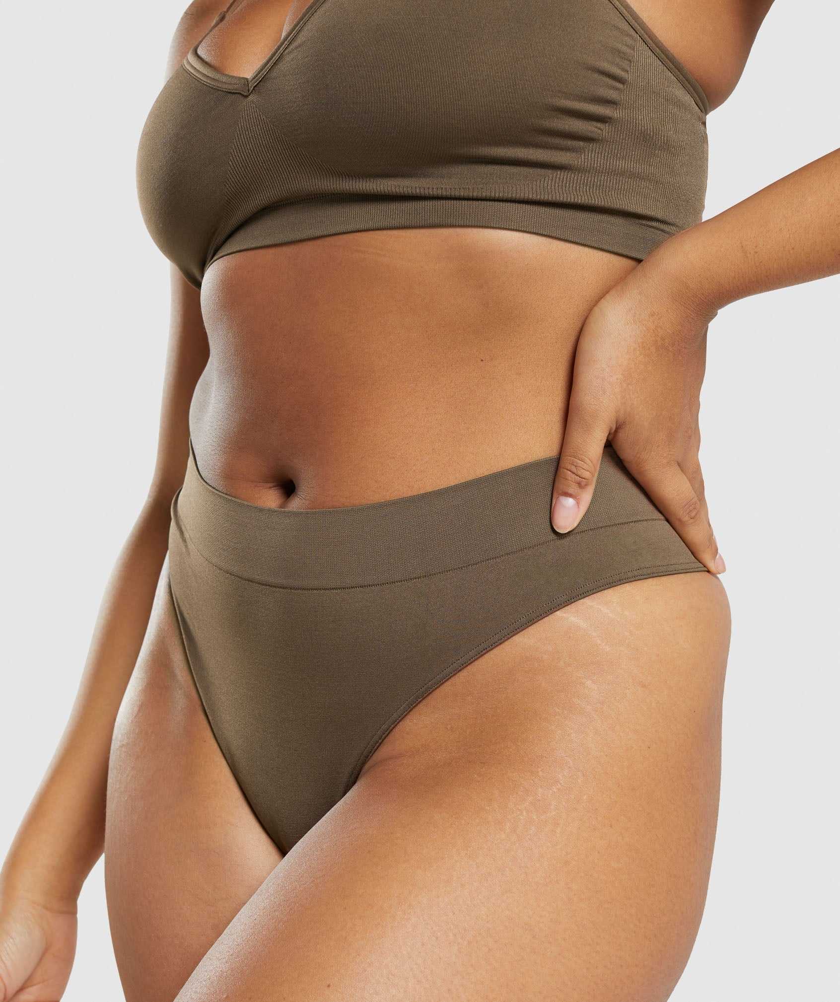 Brown Gymshark Seamless High Rise Thong Women's Underwear | UKZEJN549