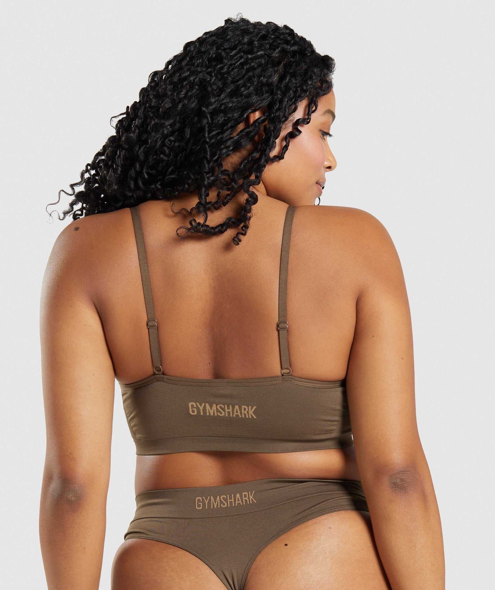 Brown Gymshark Seamless Low Neck Bralette Women's Underwear | JLFUIW649