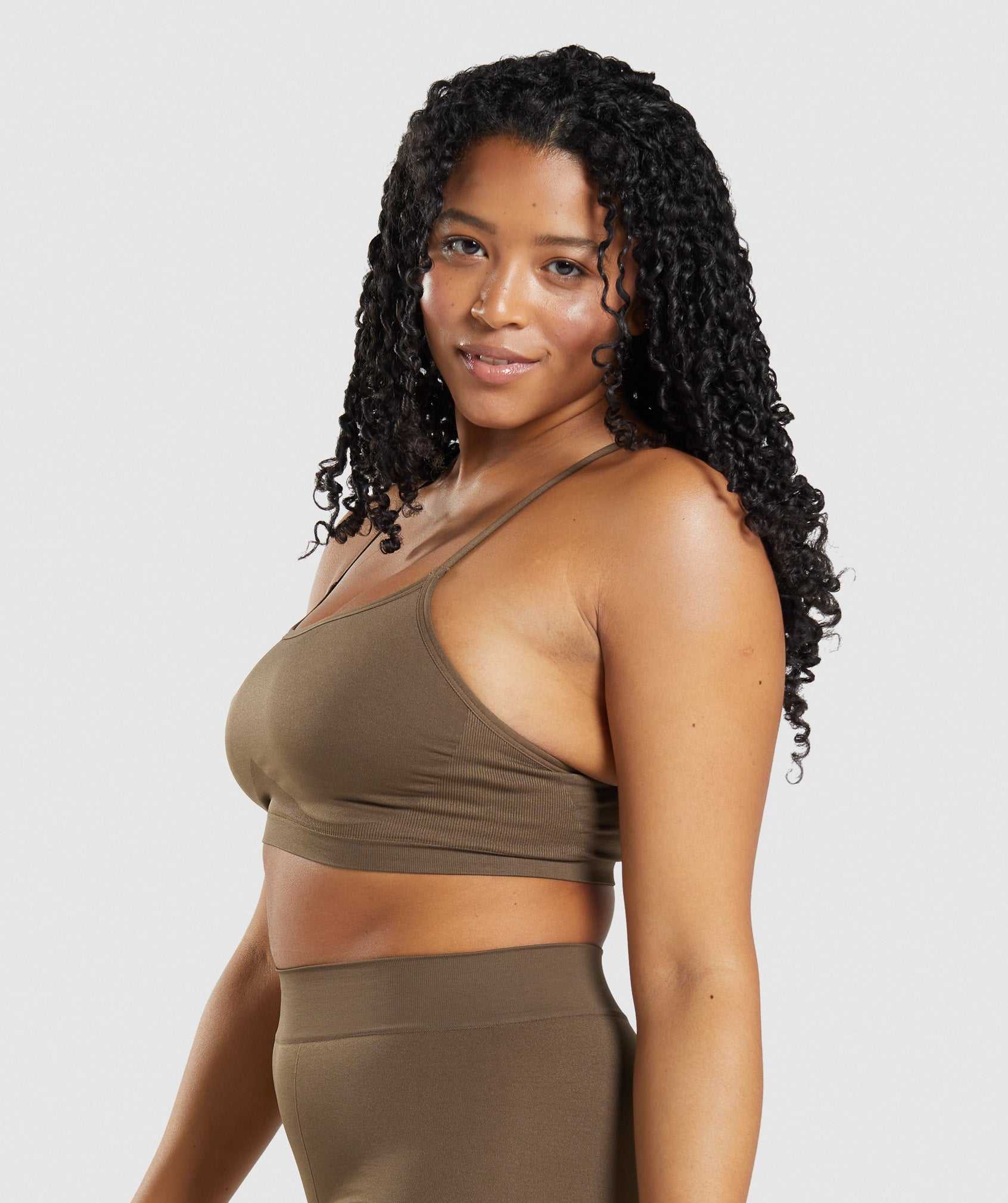 Brown Gymshark Seamless Scoop Neck Bralette Women's Underwear | THBQLY486