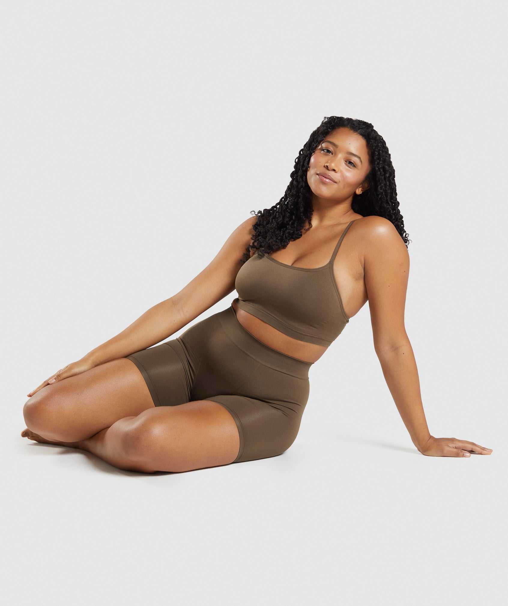 Brown Gymshark Seamless Scoop Neck Bralette Women's Underwear | THBQLY486