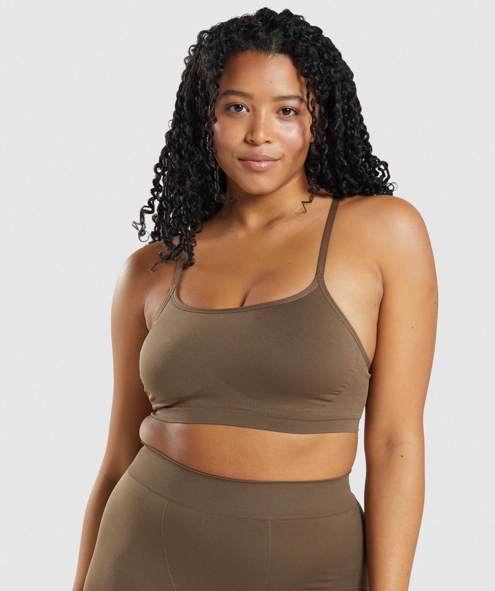 Brown Gymshark Seamless Scoop Neck Bralette Women\'s Underwear | THBQLY486