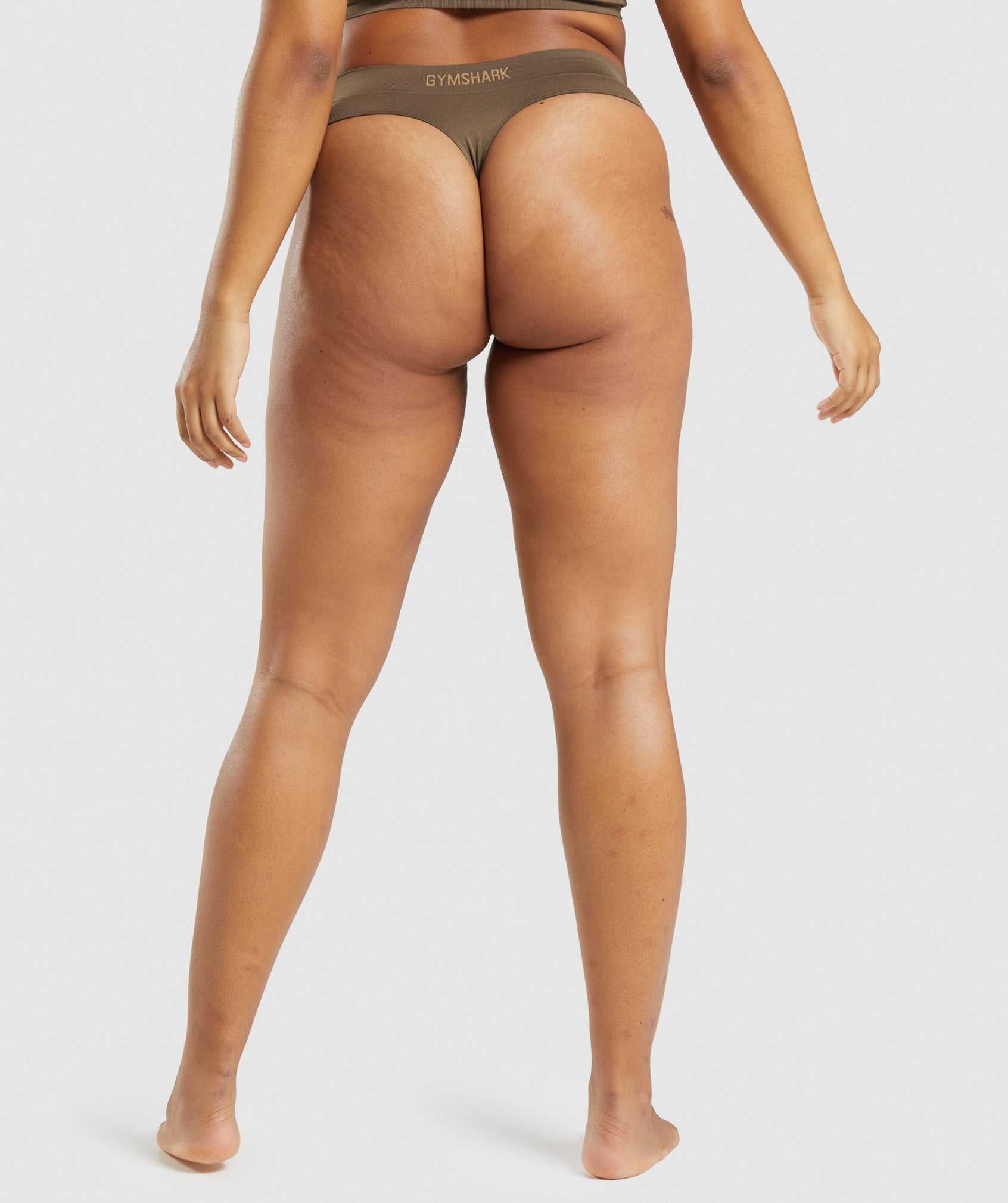 Brown Gymshark Seamless Thong Women's Underwear | LZBGTW678