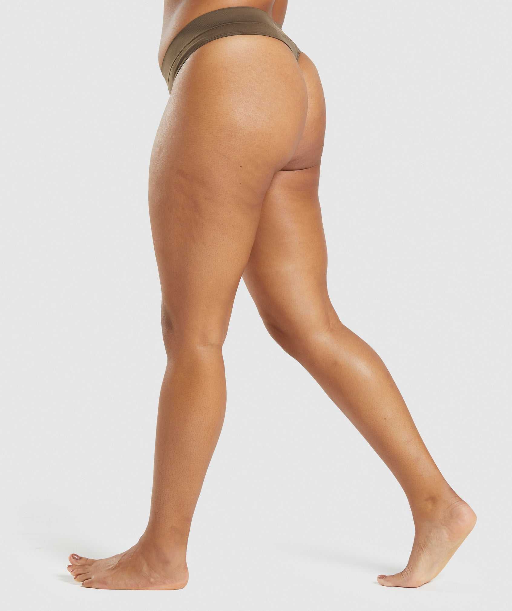 Brown Gymshark Seamless Thong Women's Underwear | LZBGTW678