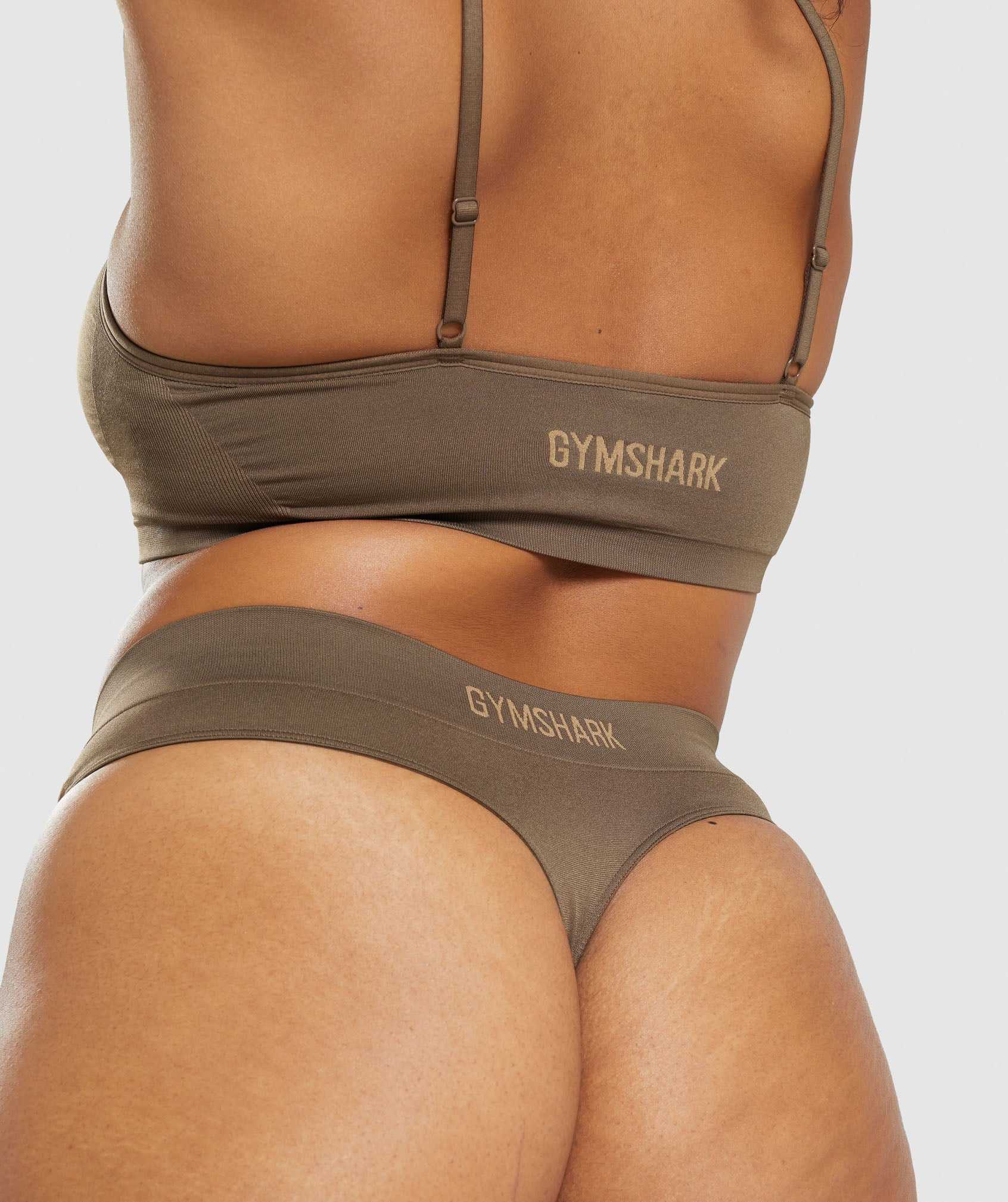 Brown Gymshark Seamless Thong Women's Underwear | LZBGTW678