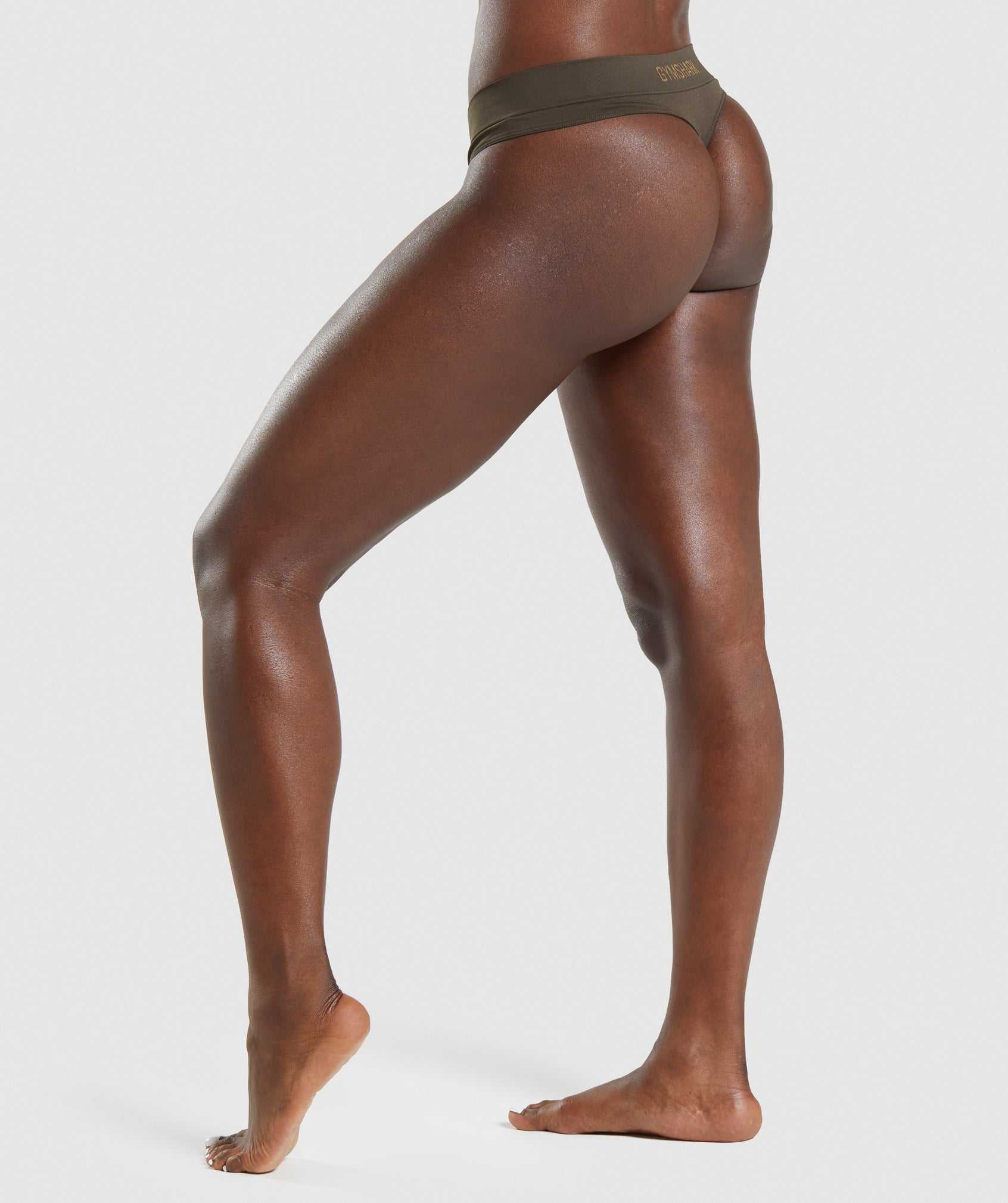 Brown Gymshark Seamless Thong Women's Underwear | MYEHCD869