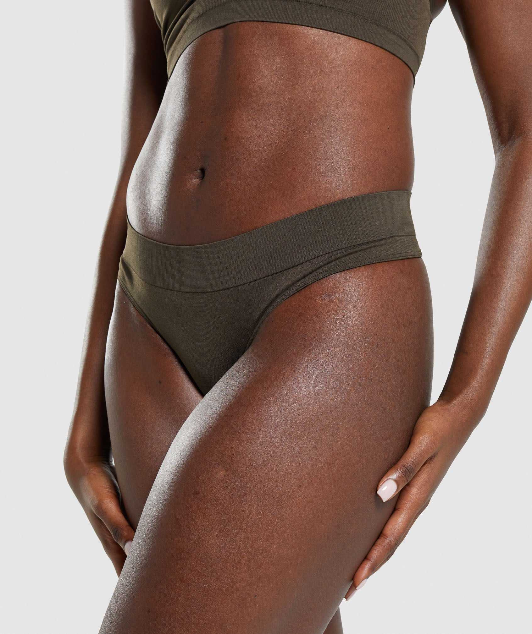 Brown Gymshark Seamless Thong Women's Underwear | MYEHCD869