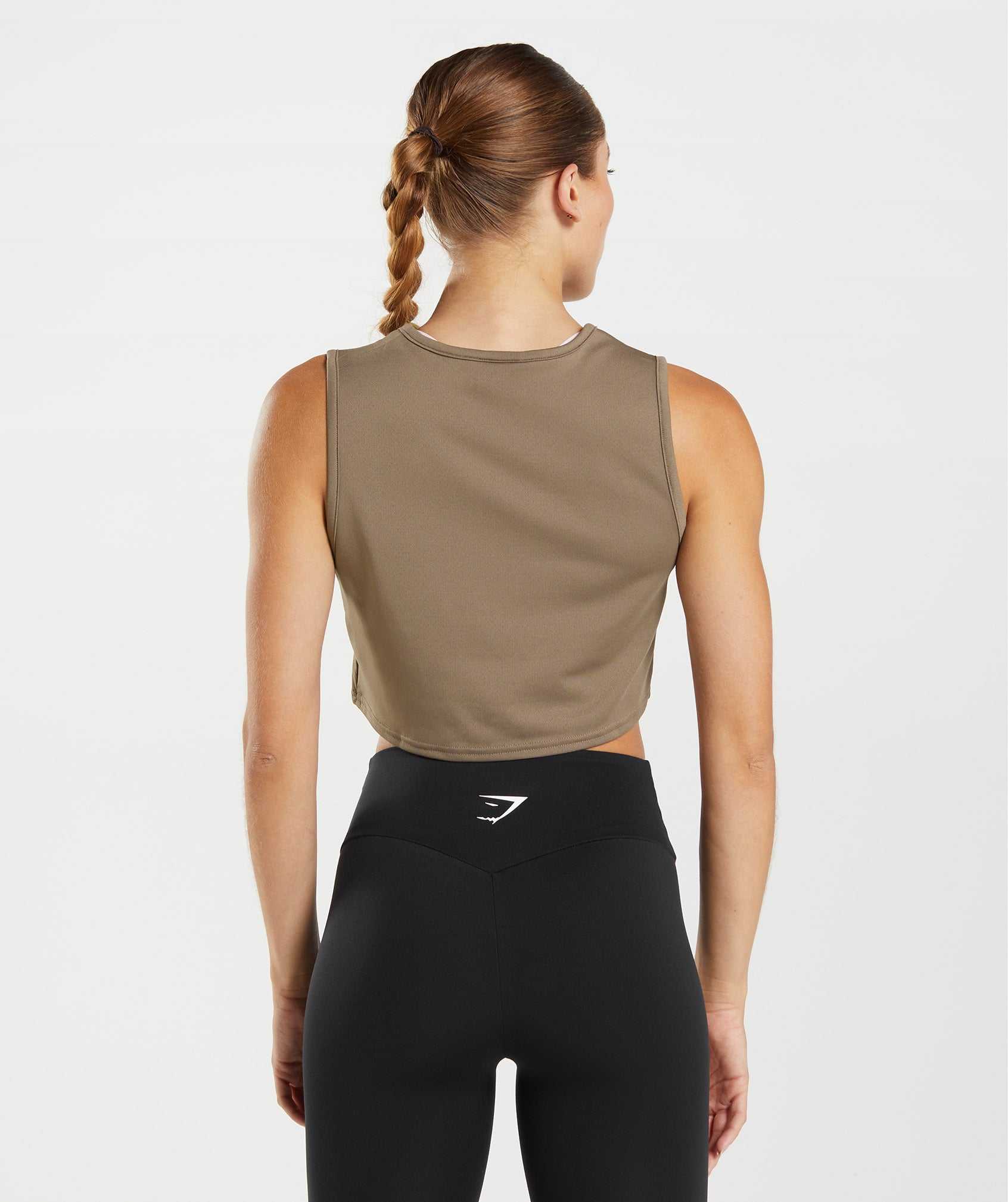 Brown Gymshark Training Crop Women's Tanks | FMUZXE672