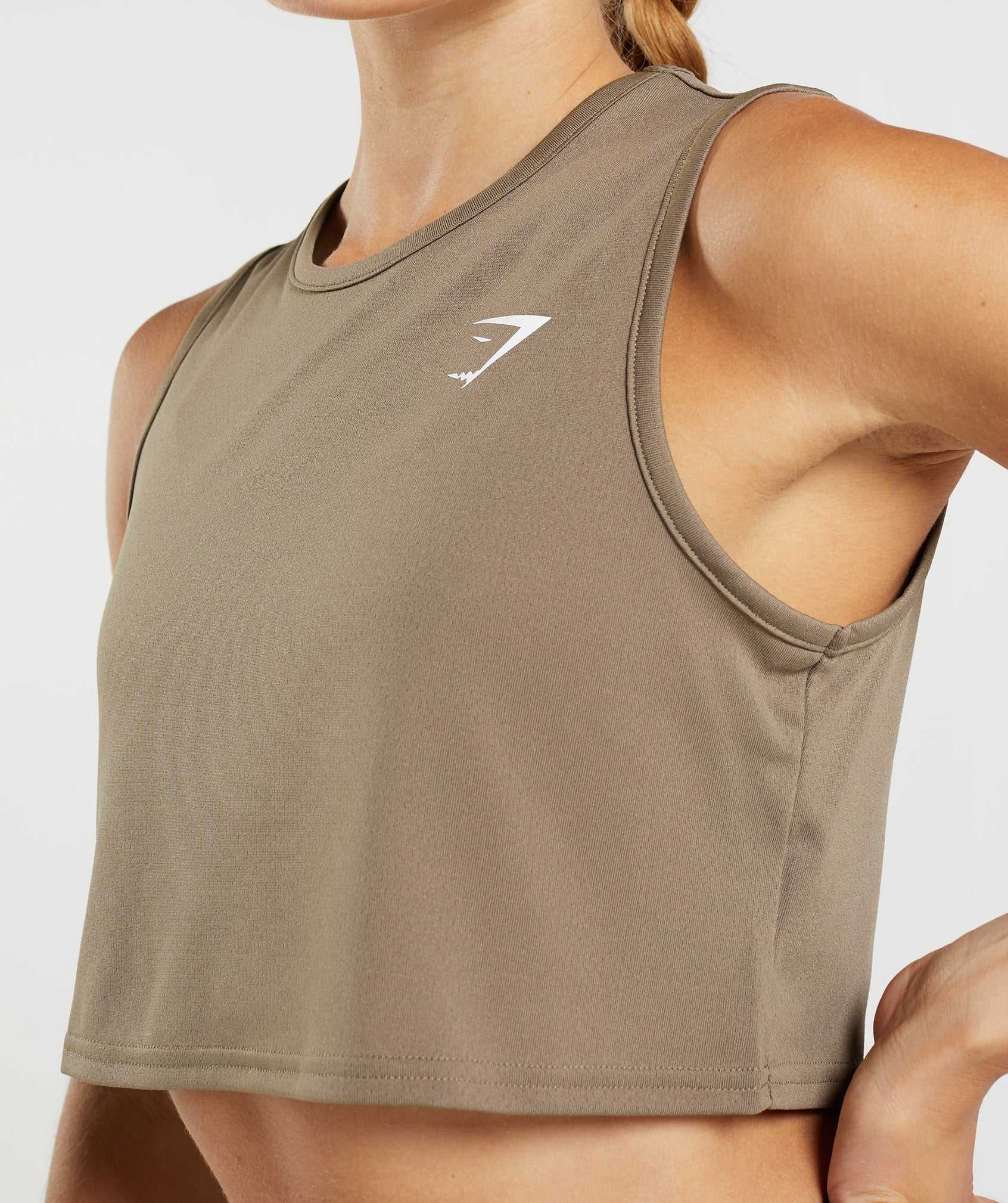 Brown Gymshark Training Crop Women's Tanks | FMUZXE672