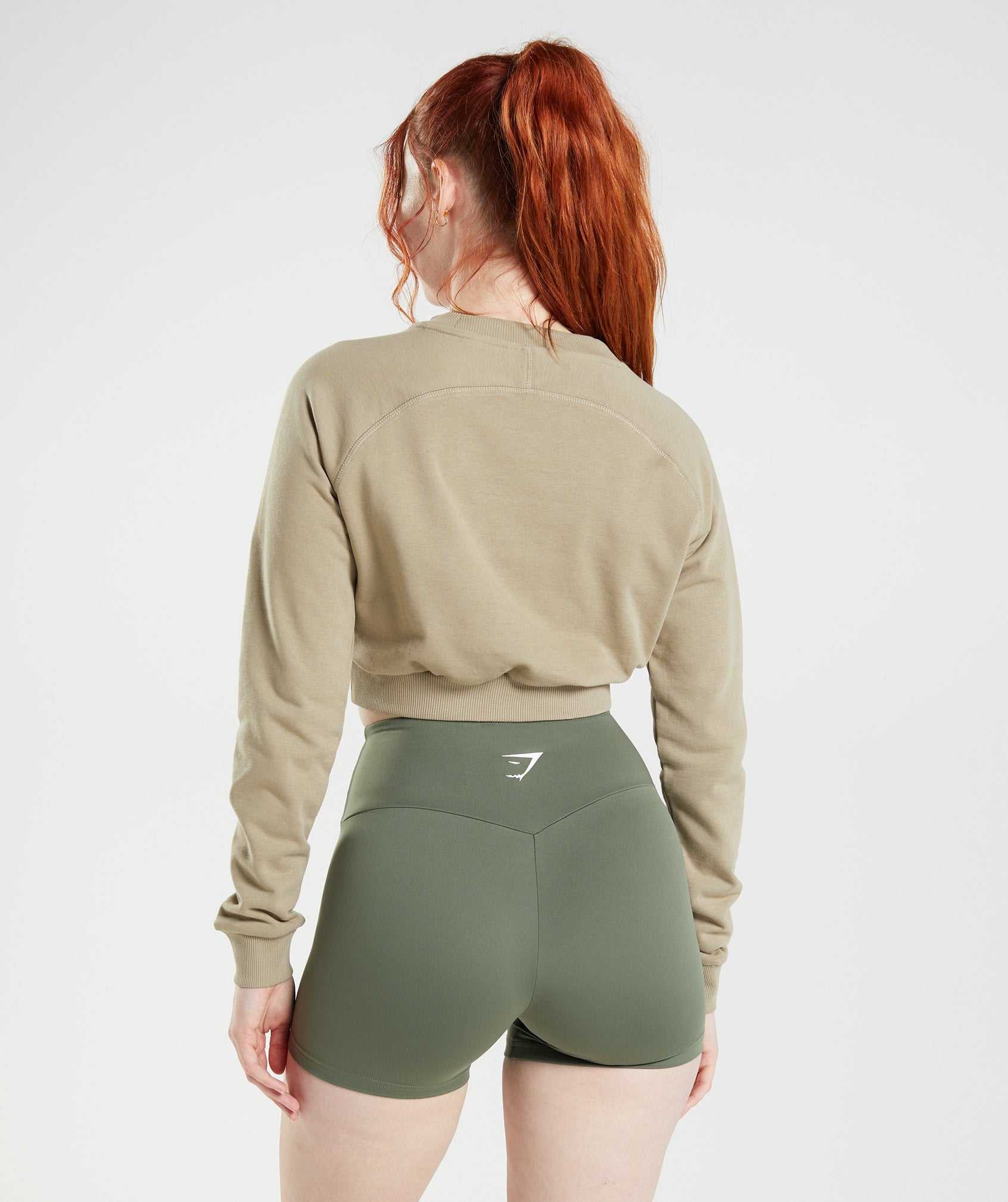 Brown Gymshark Training Cropped Sweater Women's Pullover | FGRYKZ034