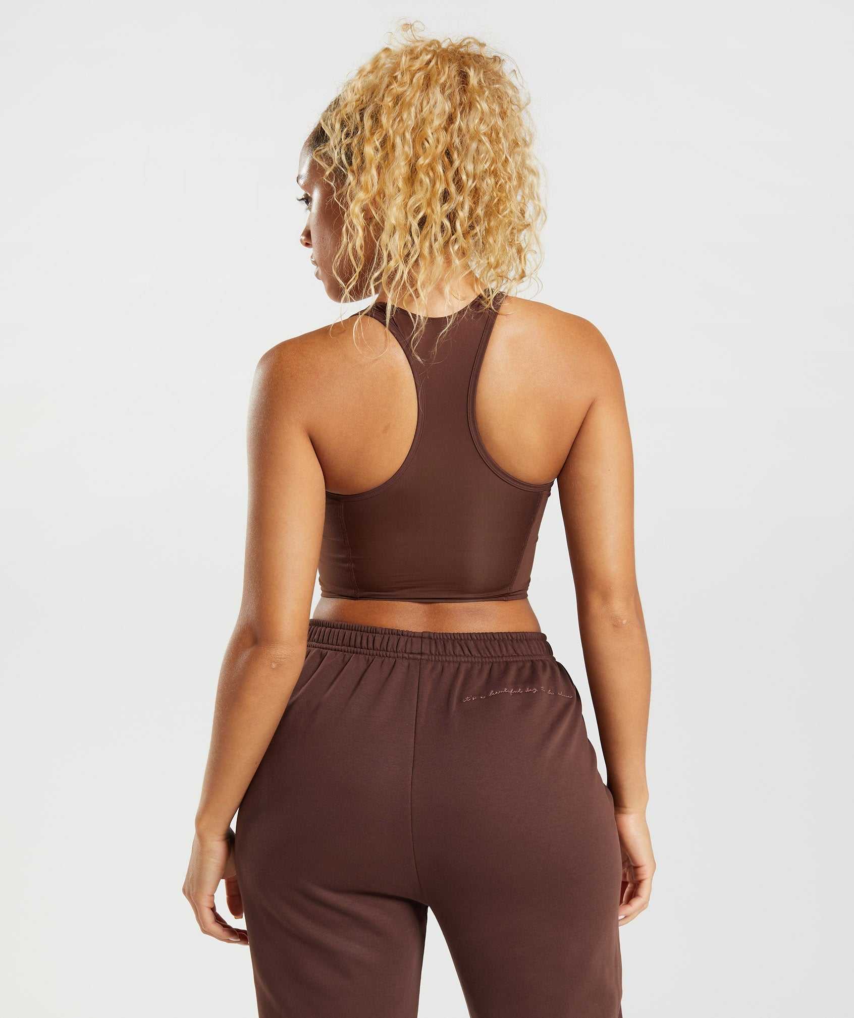 Brown Gymshark Whitney Crop Women's Tops | GIPZLK360