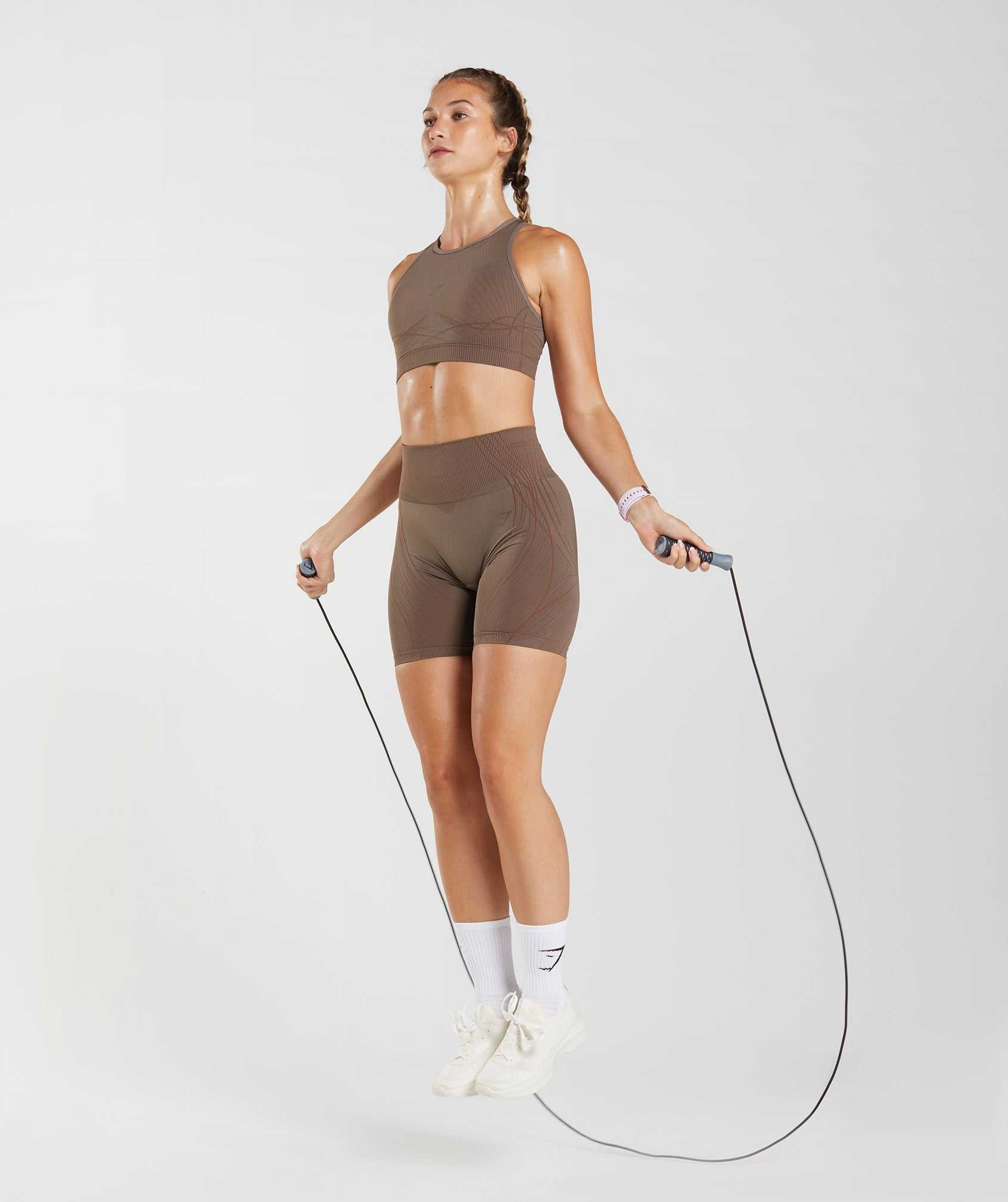 Brown / Pink Brown Gymshark Apex Seamless Women's Shorts | PHEAOW936