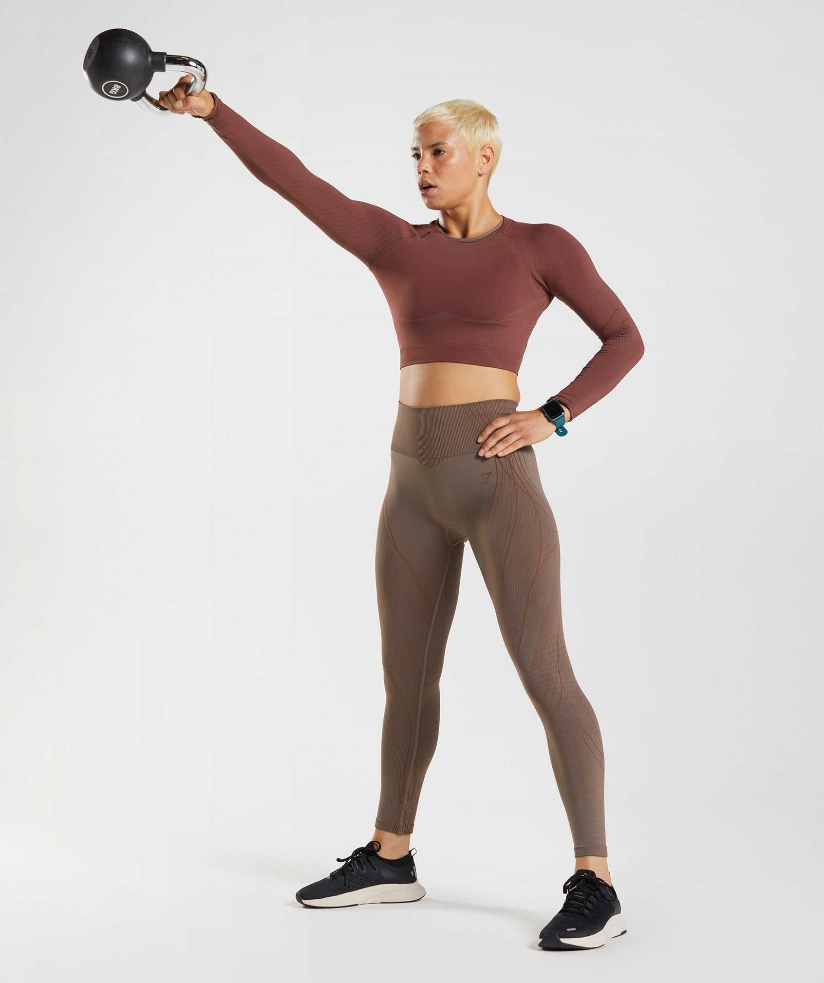 Brown / Pink Brown Gymshark Apex Seamless Women's Leggings | VEXDOR269