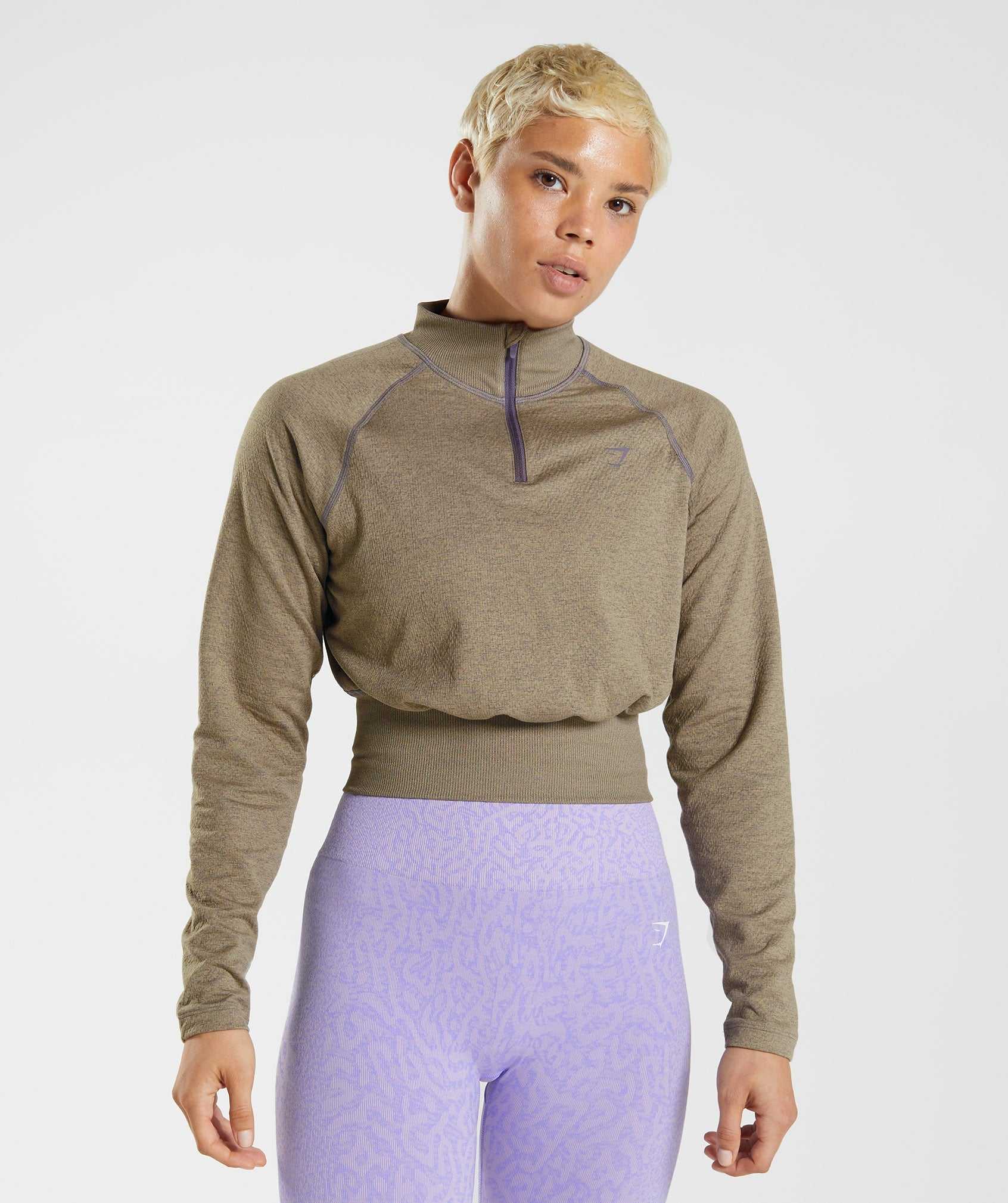 Brown / Purple Gymshark 315 Long Sleeve Warmup Women\'s Pullover | FBQZWI218