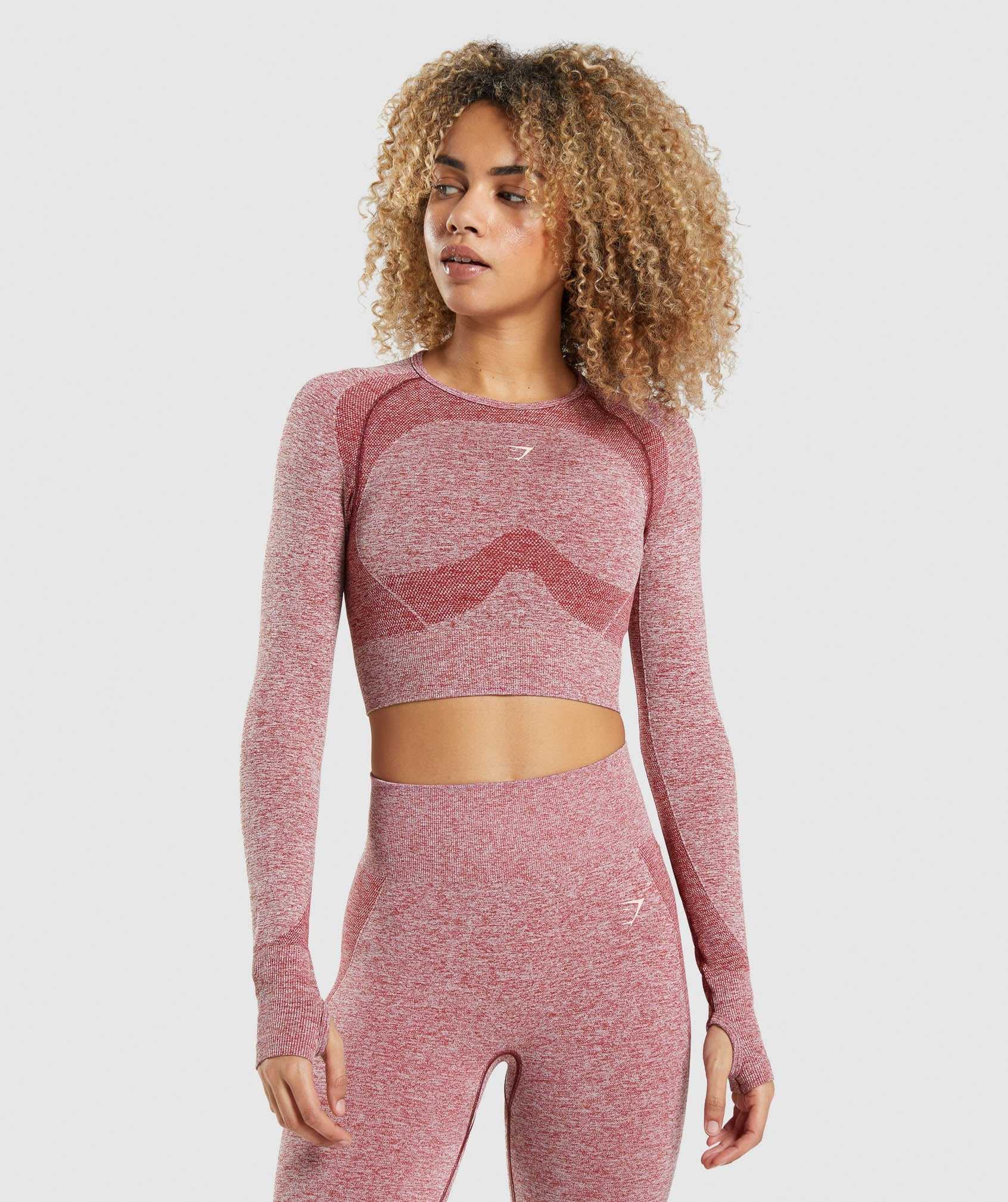 Burgundy Gymshark Flex Sports Long Sleeve Crop Women\'s Tops | LJZQTD039