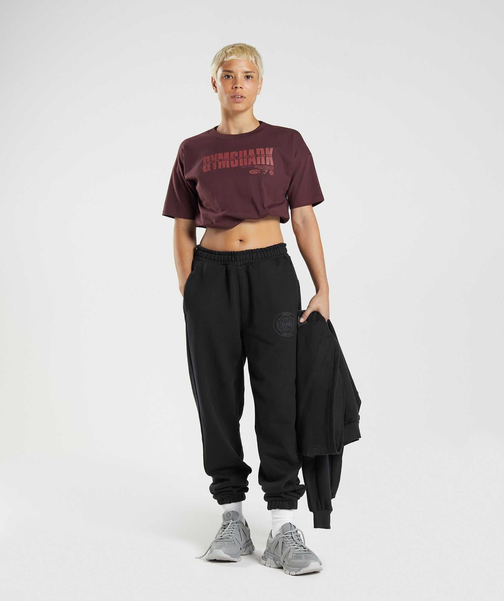 Burgundy Gymshark GS10 Year Midi Women's Tops | RIUQLJ312