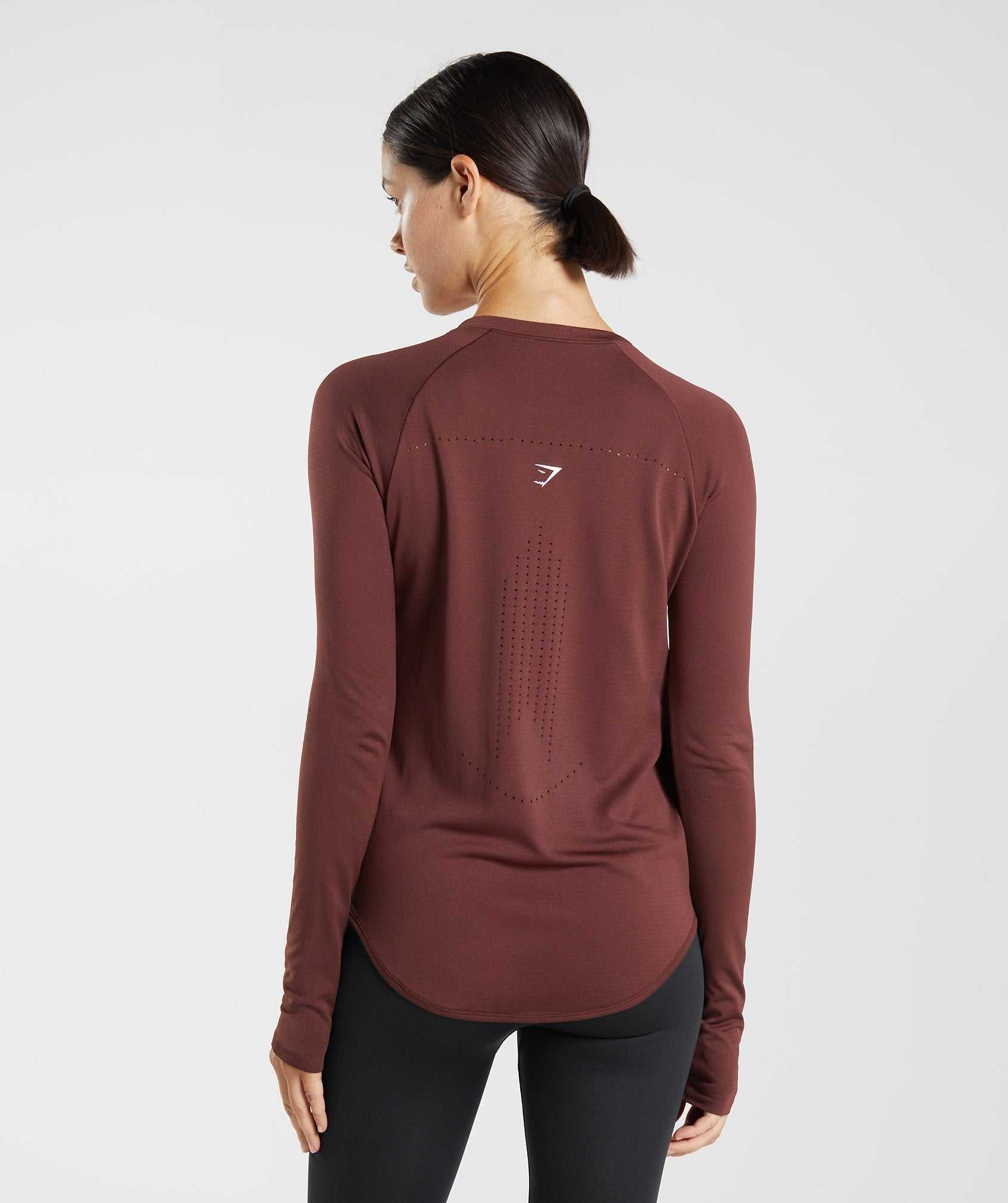 Burgundy Gymshark Sweat Seamless Long Sleeve Women's Tops | UBHRMF946