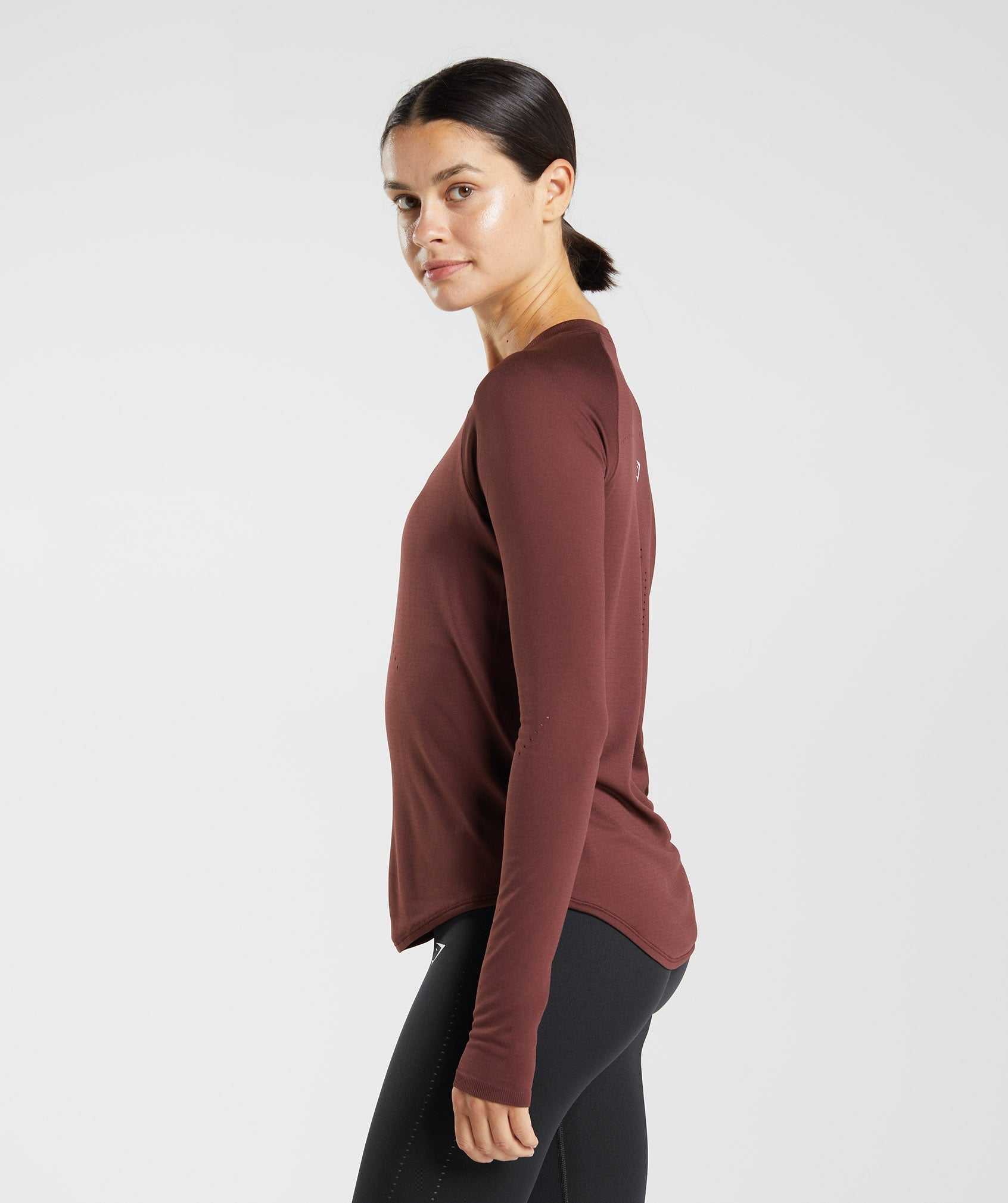 Burgundy Gymshark Sweat Seamless Long Sleeve Women's Tops | UBHRMF946