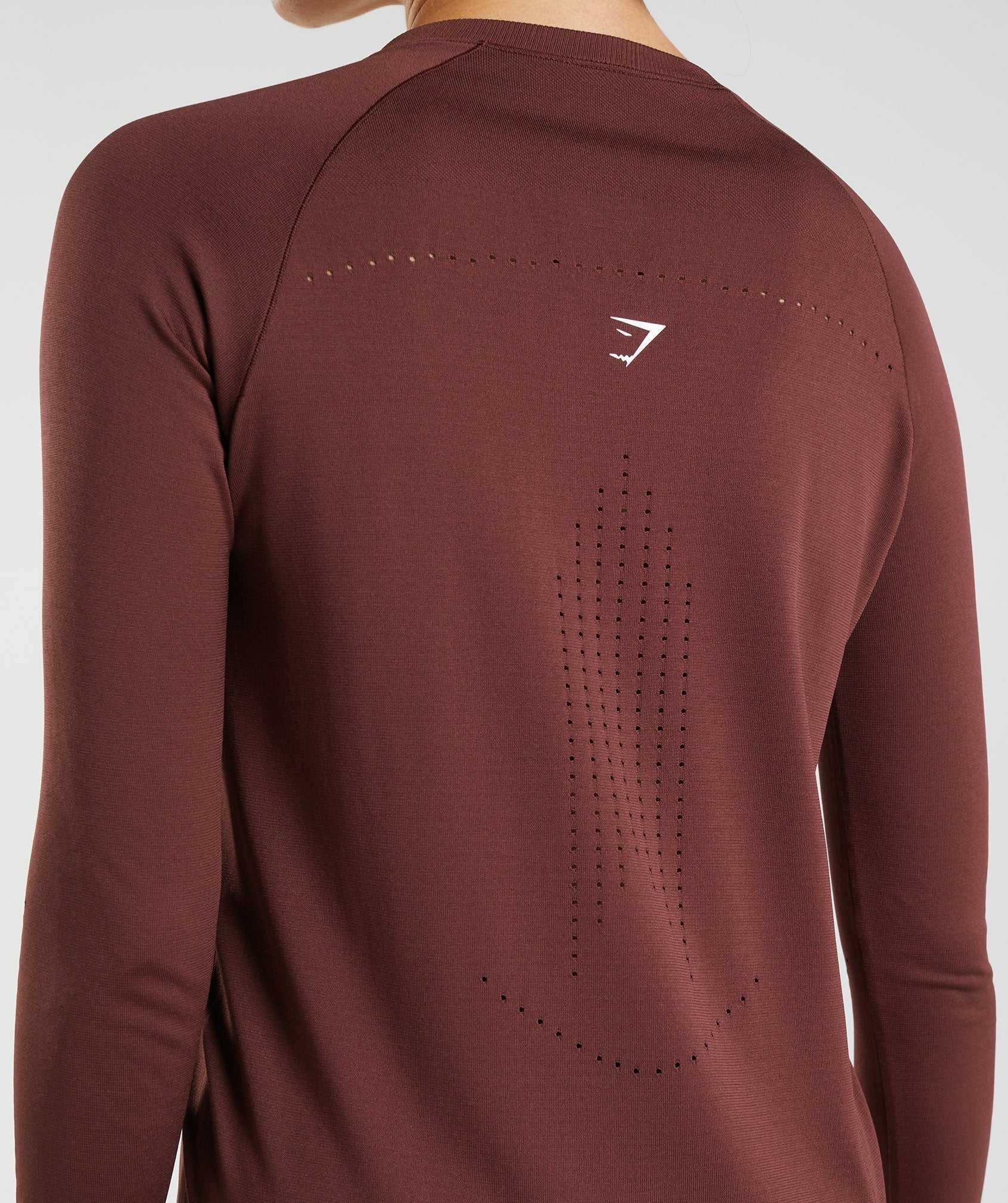 Burgundy Gymshark Sweat Seamless Long Sleeve Women's Tops | UBHRMF946