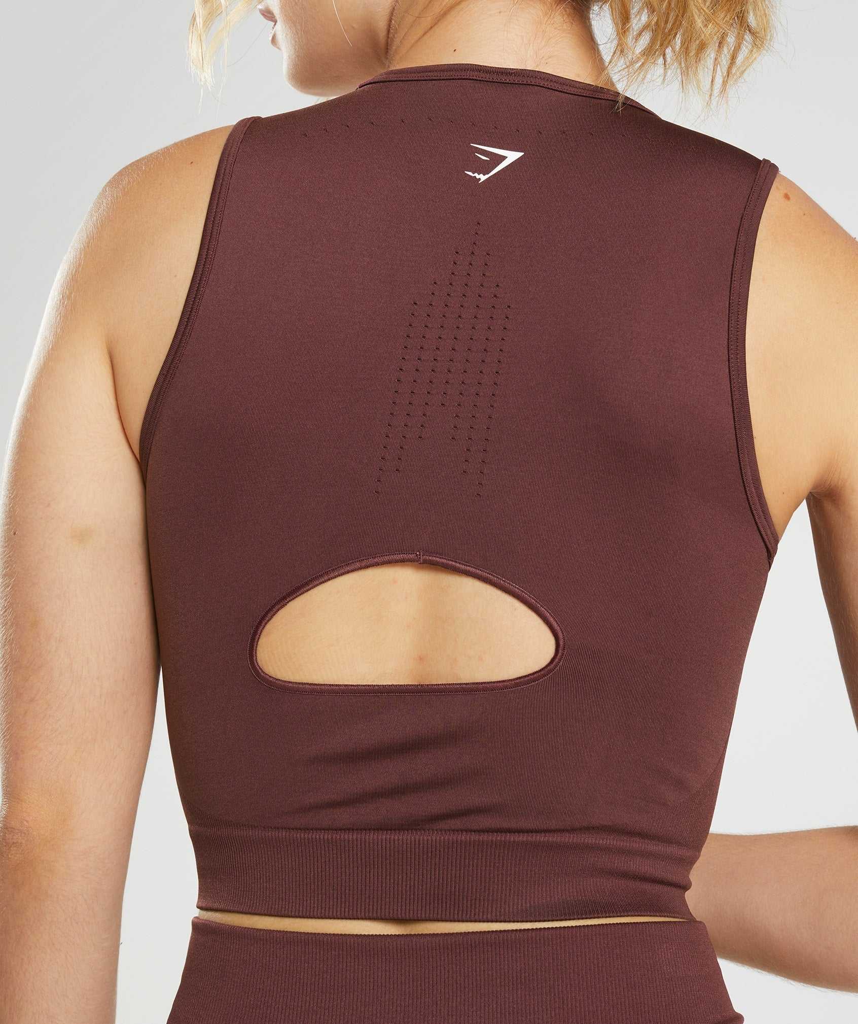 Burgundy Gymshark Sweat Seamless Midi Women's Tanks | CYMQIH612