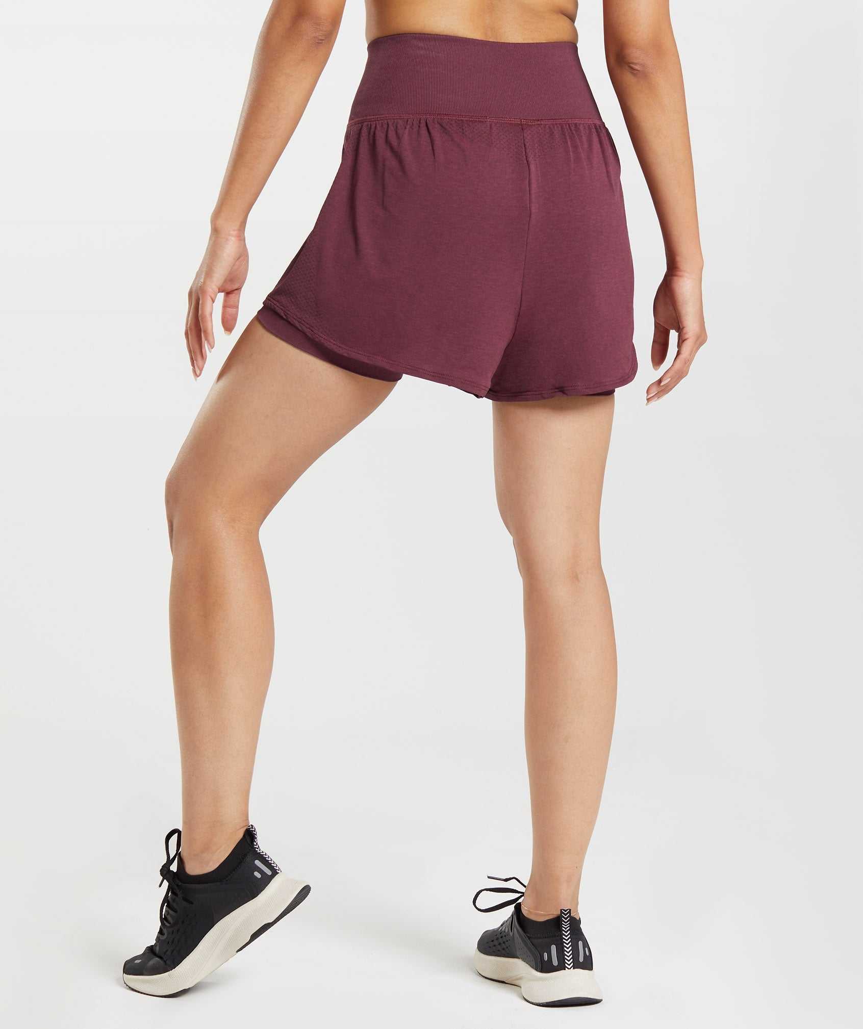 Burgundy Gymshark Vital Seamless 2.0 2-in-1 Women's Shorts | FYMTDZ268