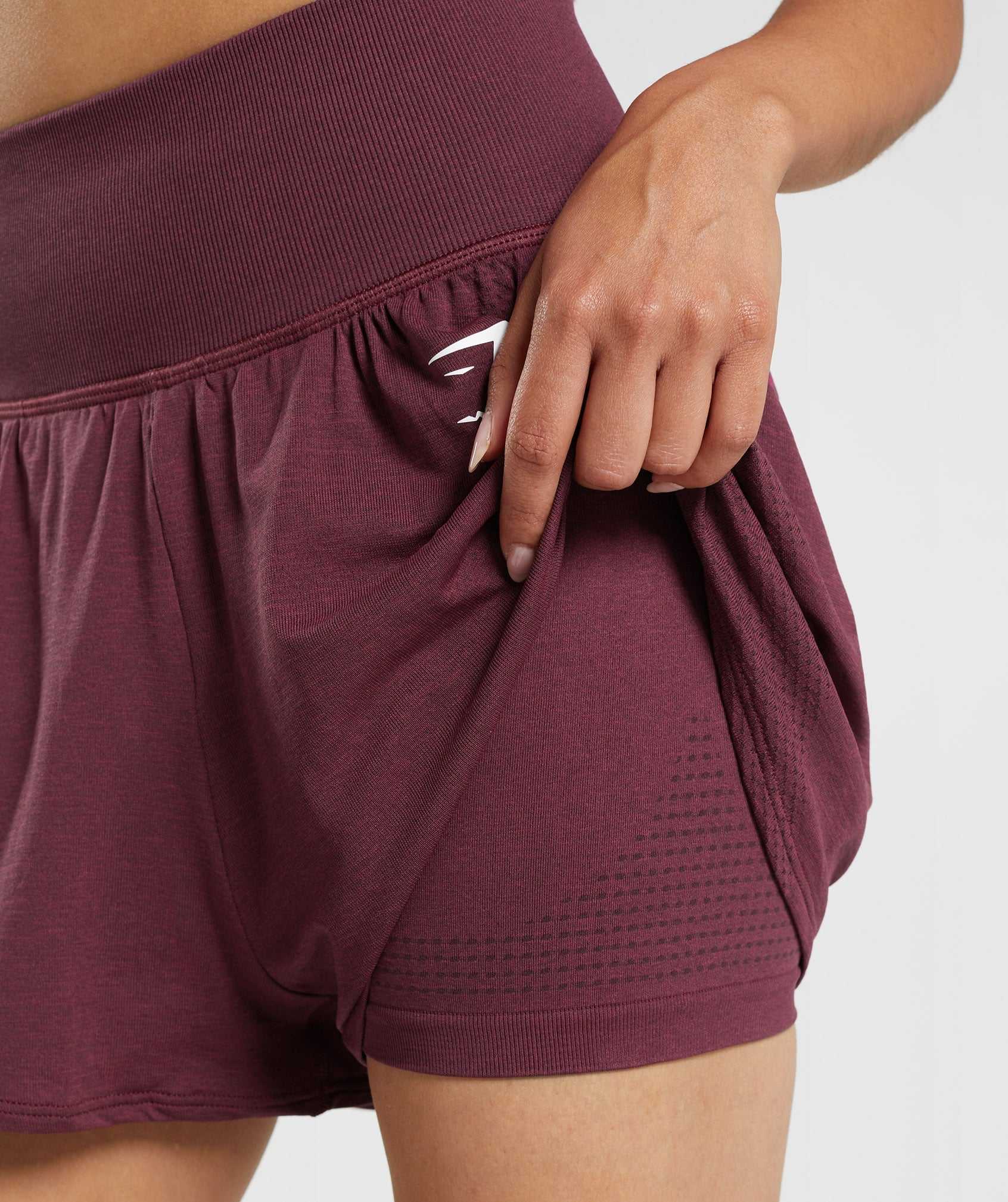 Burgundy Gymshark Vital Seamless 2.0 2-in-1 Women's Shorts | FYMTDZ268