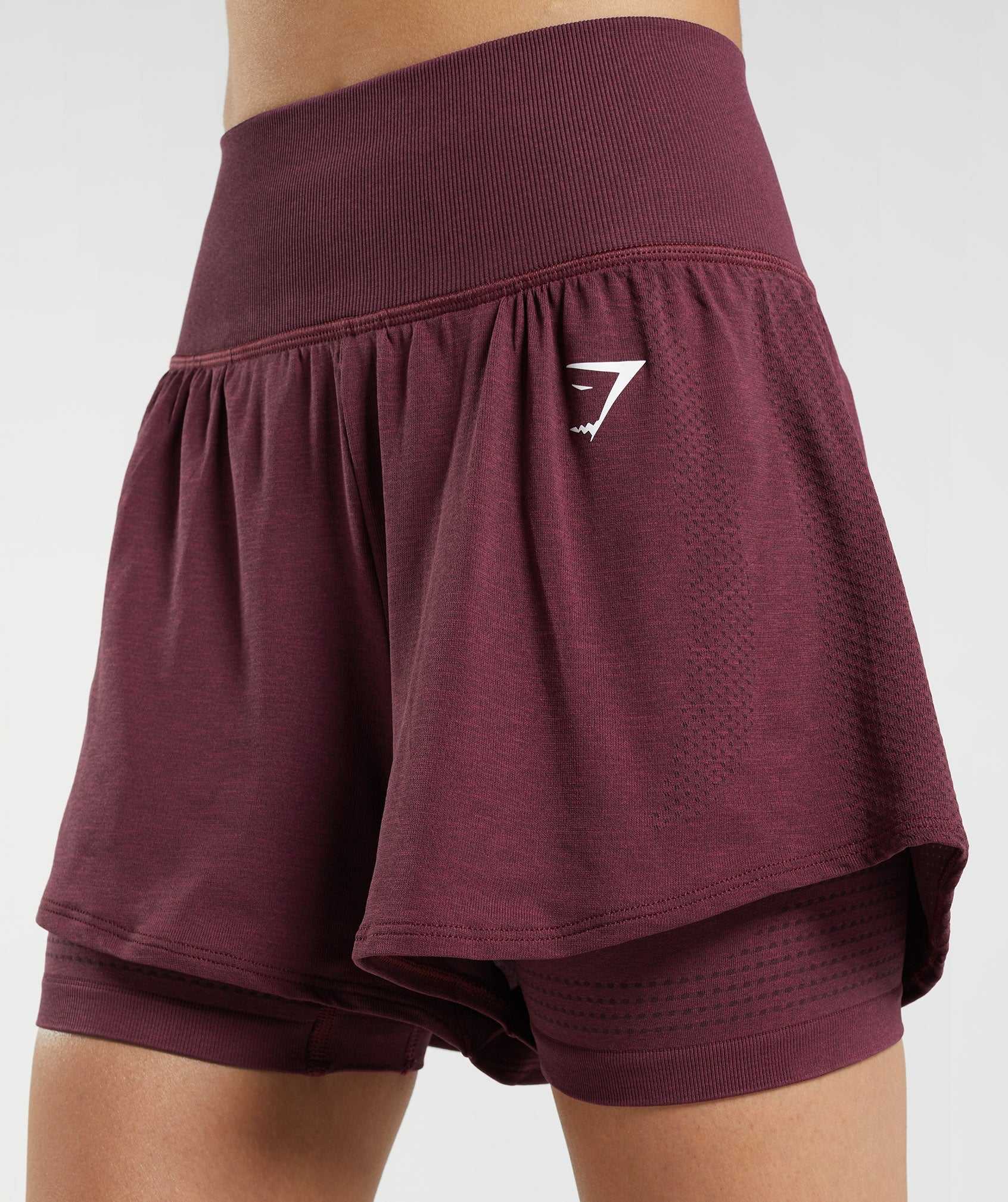 Burgundy Gymshark Vital Seamless 2.0 2-in-1 Women's Shorts | FYMTDZ268