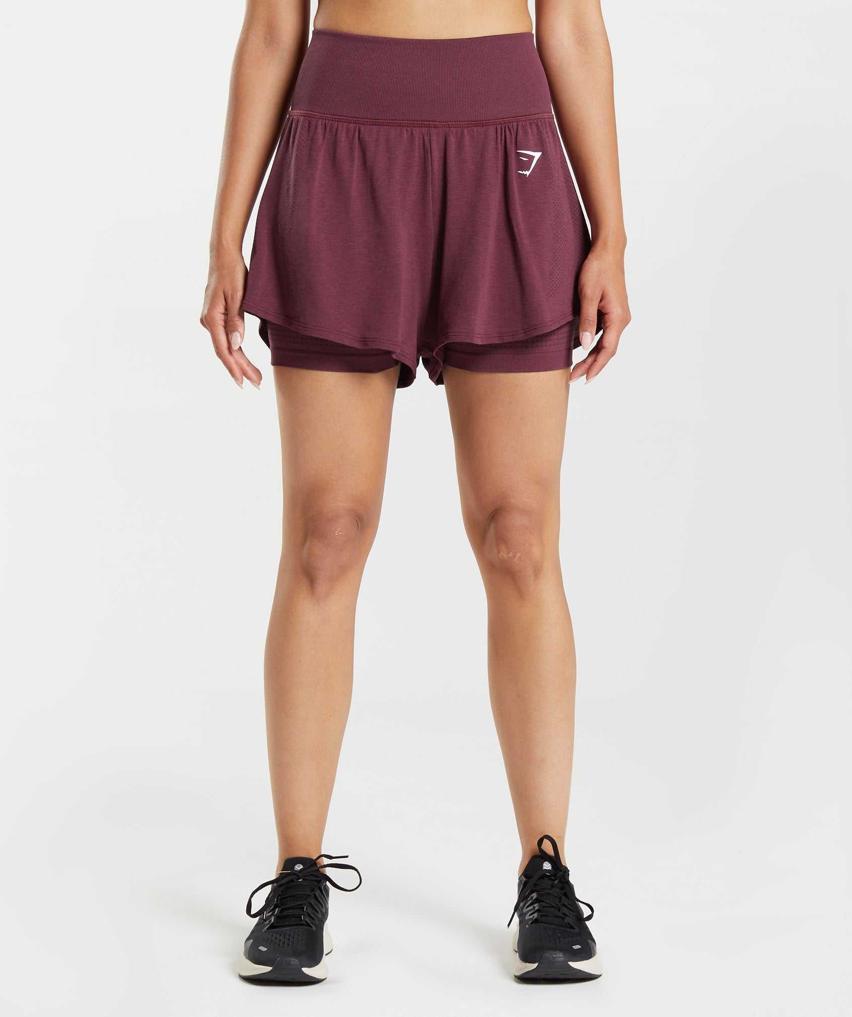 Burgundy Gymshark Vital Seamless 2.0 2-in-1 Women\'s Shorts | FYMTDZ268