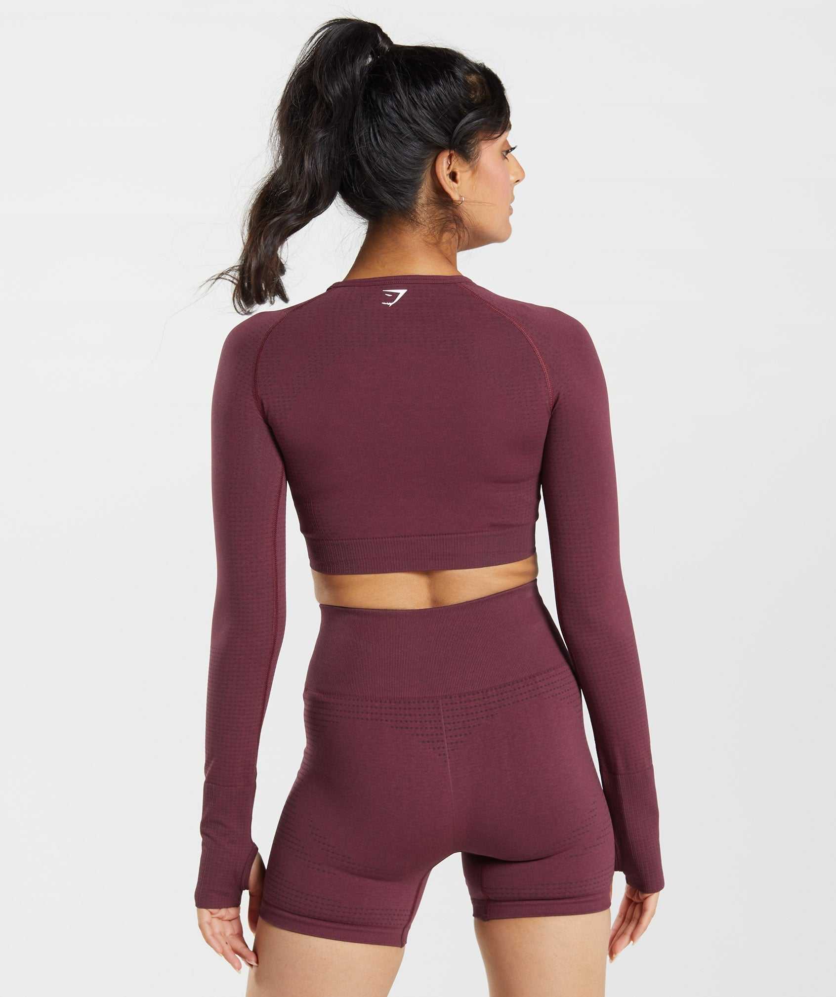 Burgundy Gymshark Vital Seamless 2.0 Crop Women's Tops | JBMHCO962