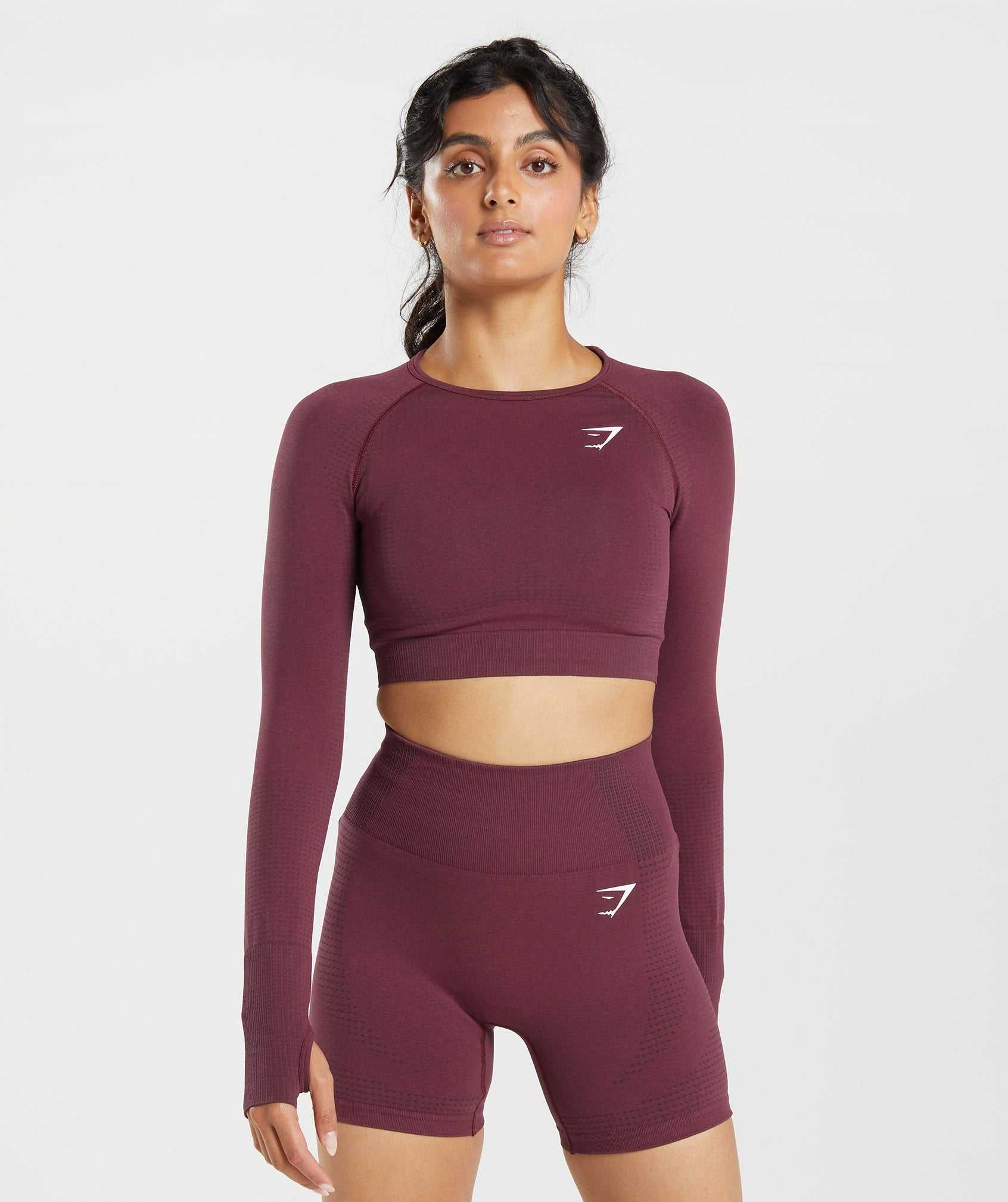 Burgundy Gymshark Vital Seamless 2.0 Crop Women\'s Tops | JBMHCO962