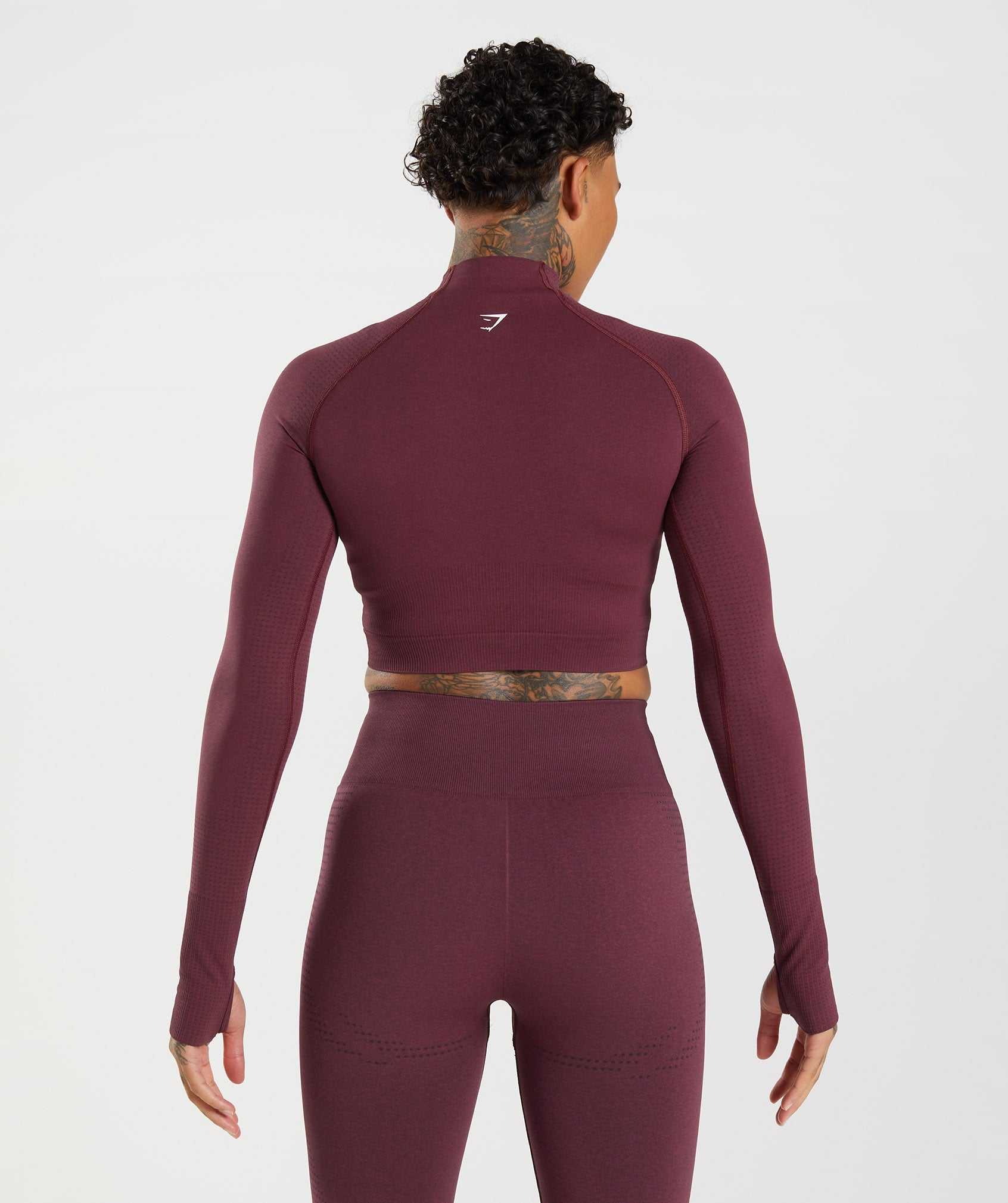 Burgundy Gymshark Vital Seamless 2.0 High Neck Midi Women's Tops | DNHJOK025