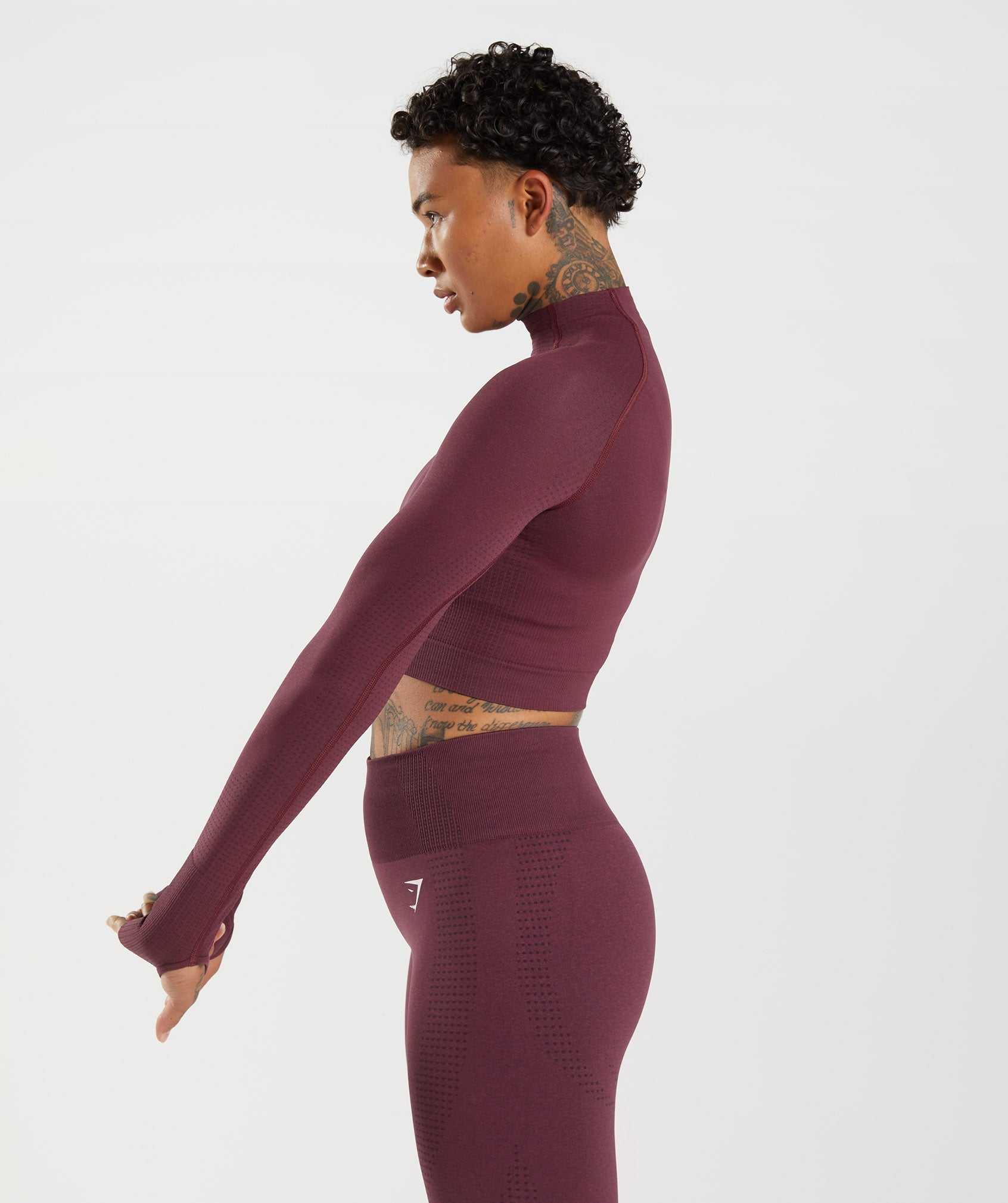 Burgundy Gymshark Vital Seamless 2.0 High Neck Midi Women's Tops | DNHJOK025