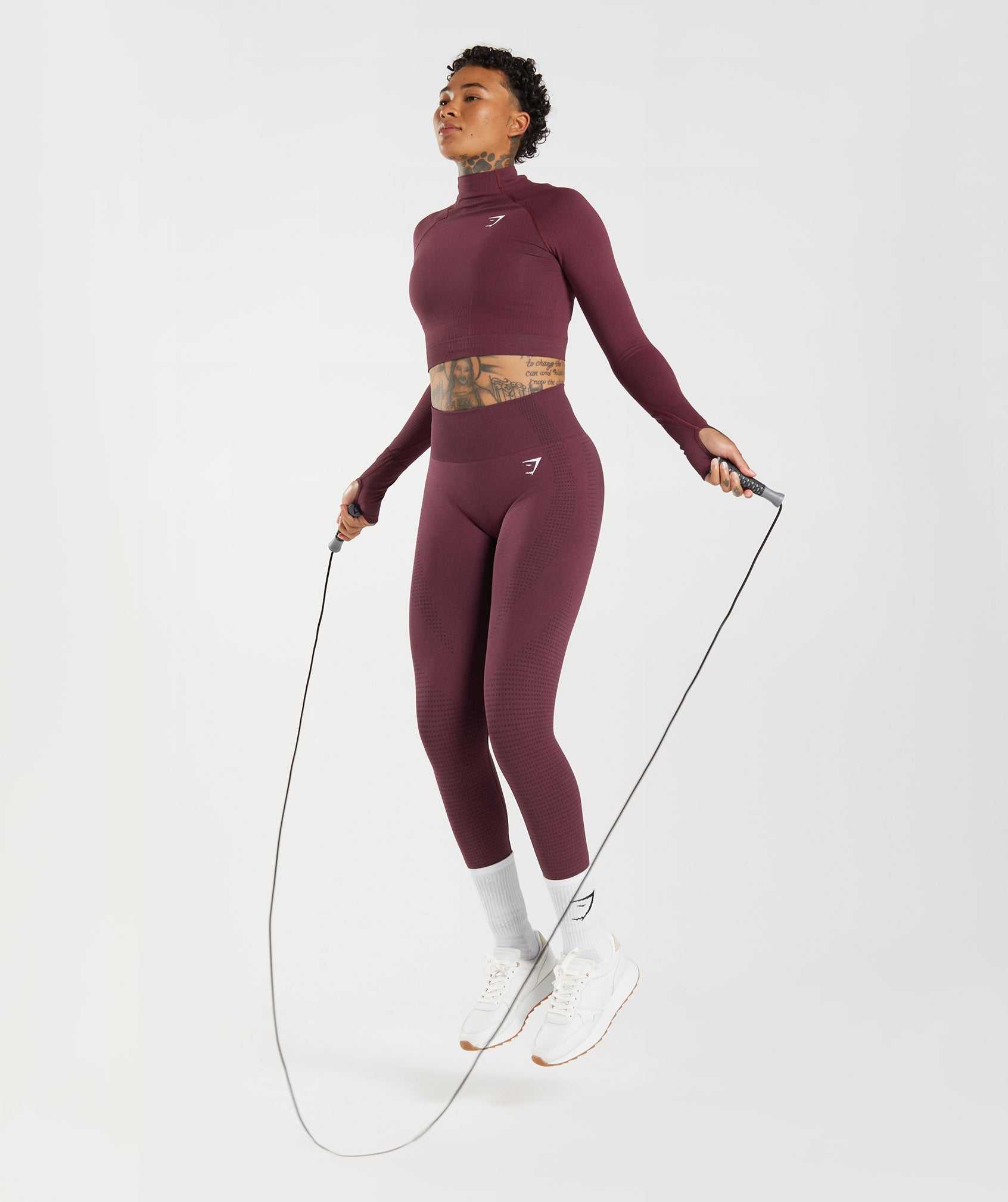 Burgundy Gymshark Vital Seamless 2.0 High Neck Midi Women's Tops | DNHJOK025