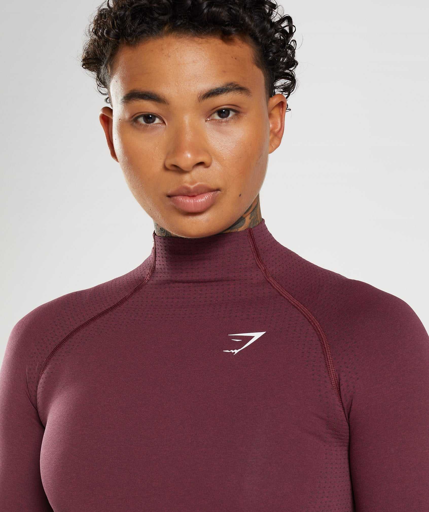 Burgundy Gymshark Vital Seamless 2.0 High Neck Midi Women's Tops | DNHJOK025